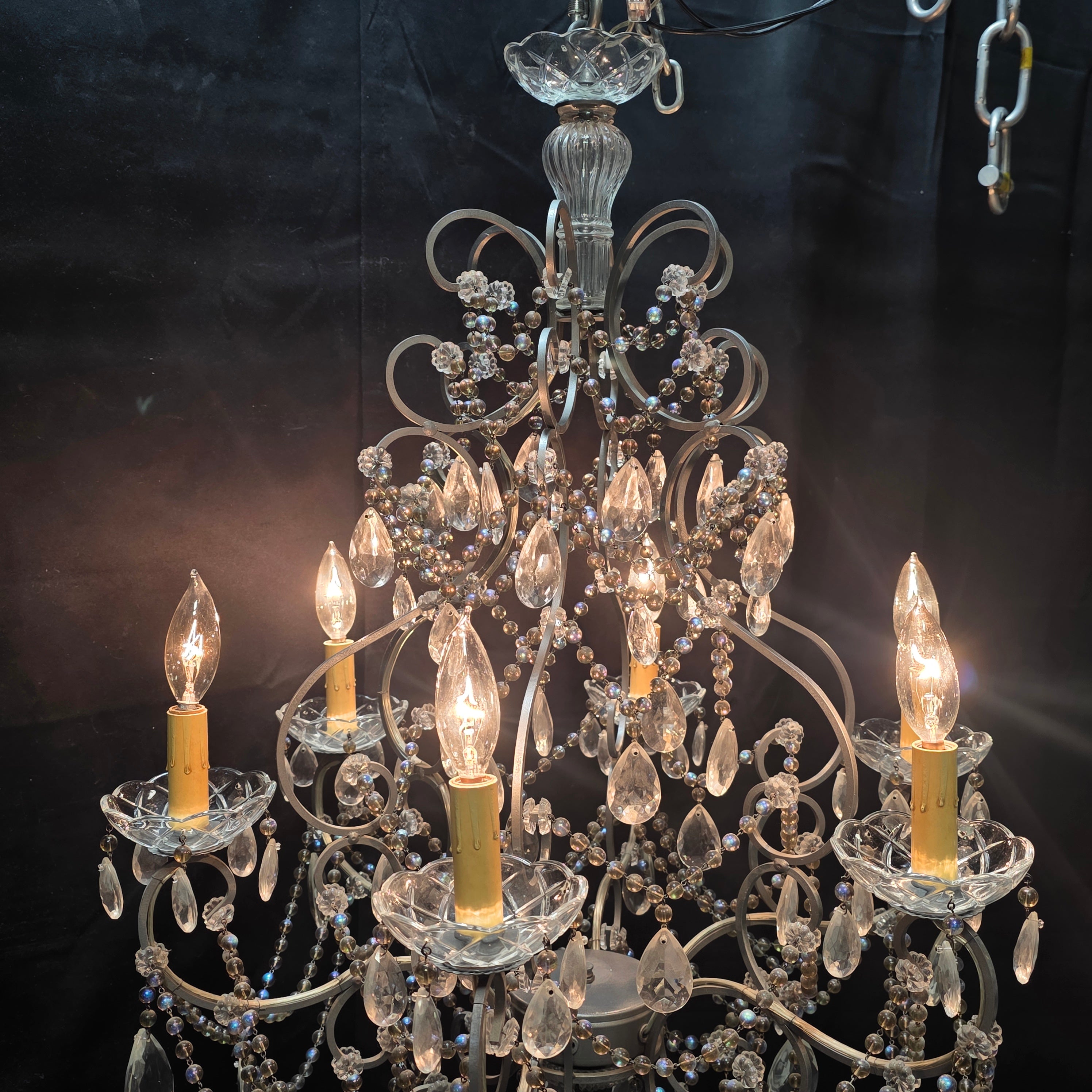 1950's Italian Glass Drop Chandelier 23.5"Dx33"