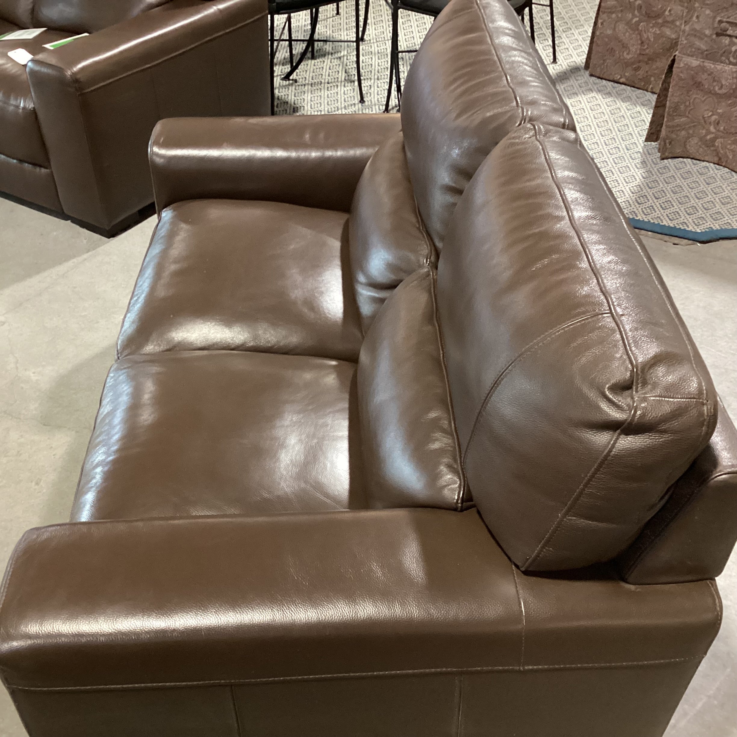 Jason Furniture Chocolate Leather Sofa 64"x 38"x 31"