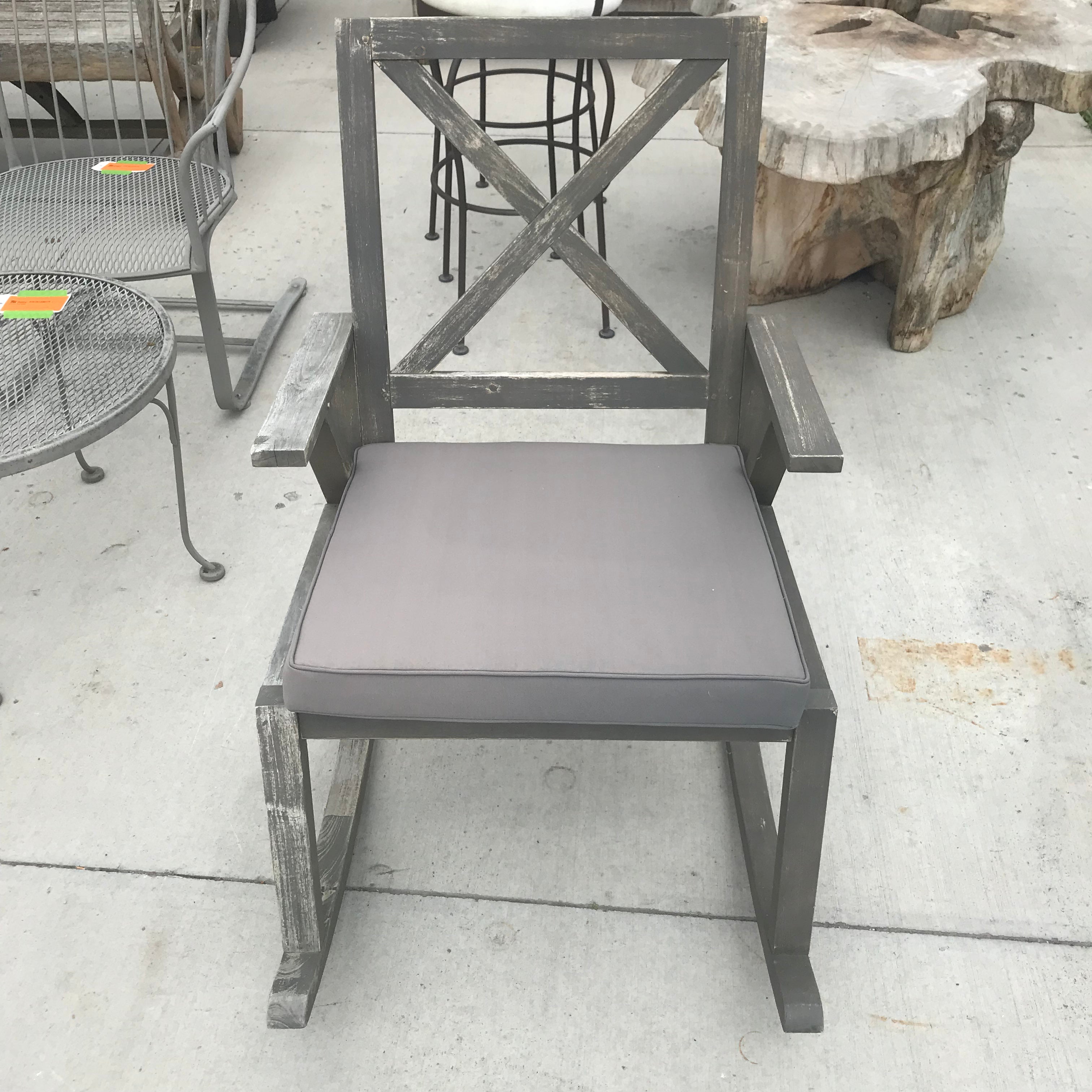 Wood Patio Rocking Chair With Cushion 25"x 36"x 38"