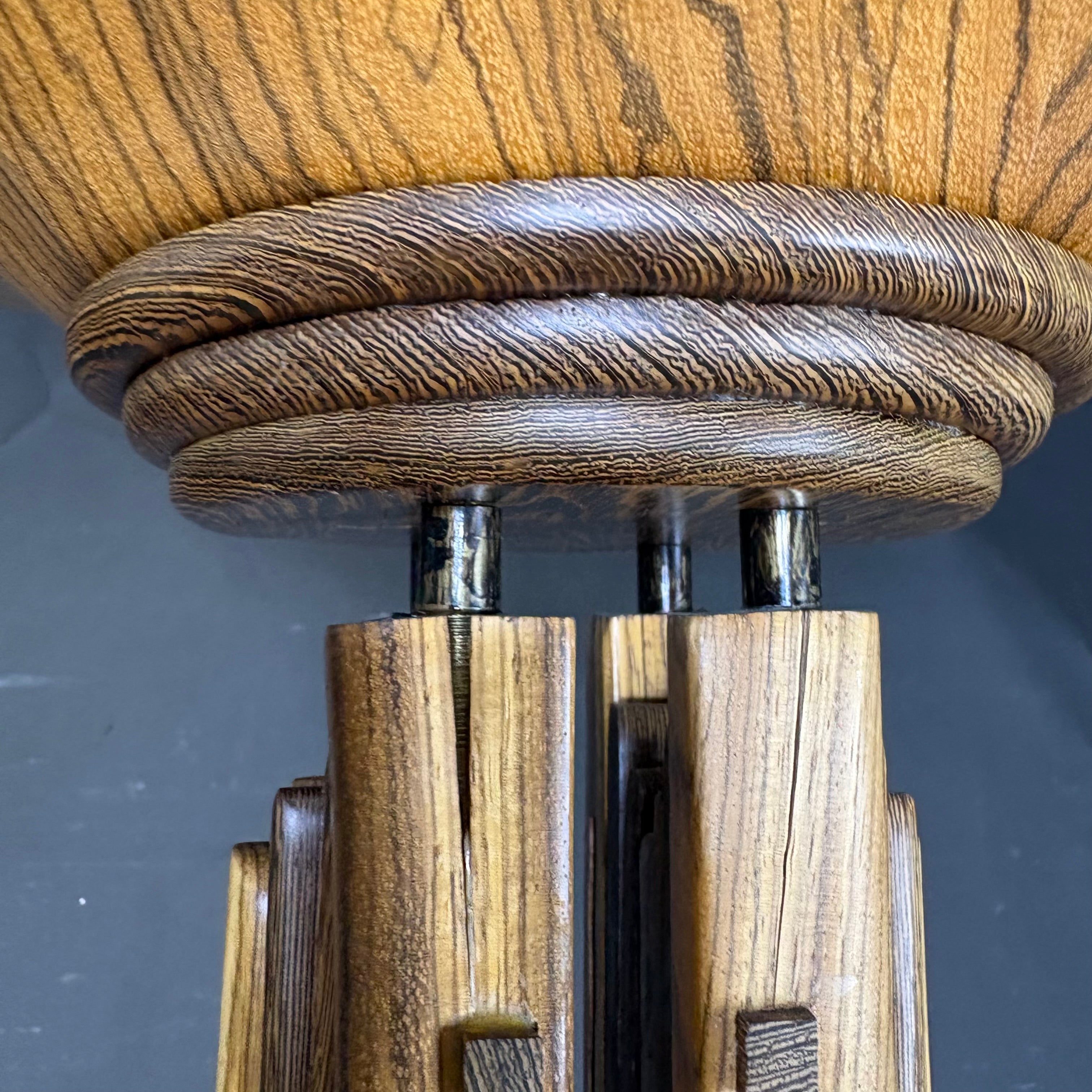 Custom One of a Kind Solid 2 Toned Tiger Oak Torcherie Floor Lamp 15” Diameter x 72”