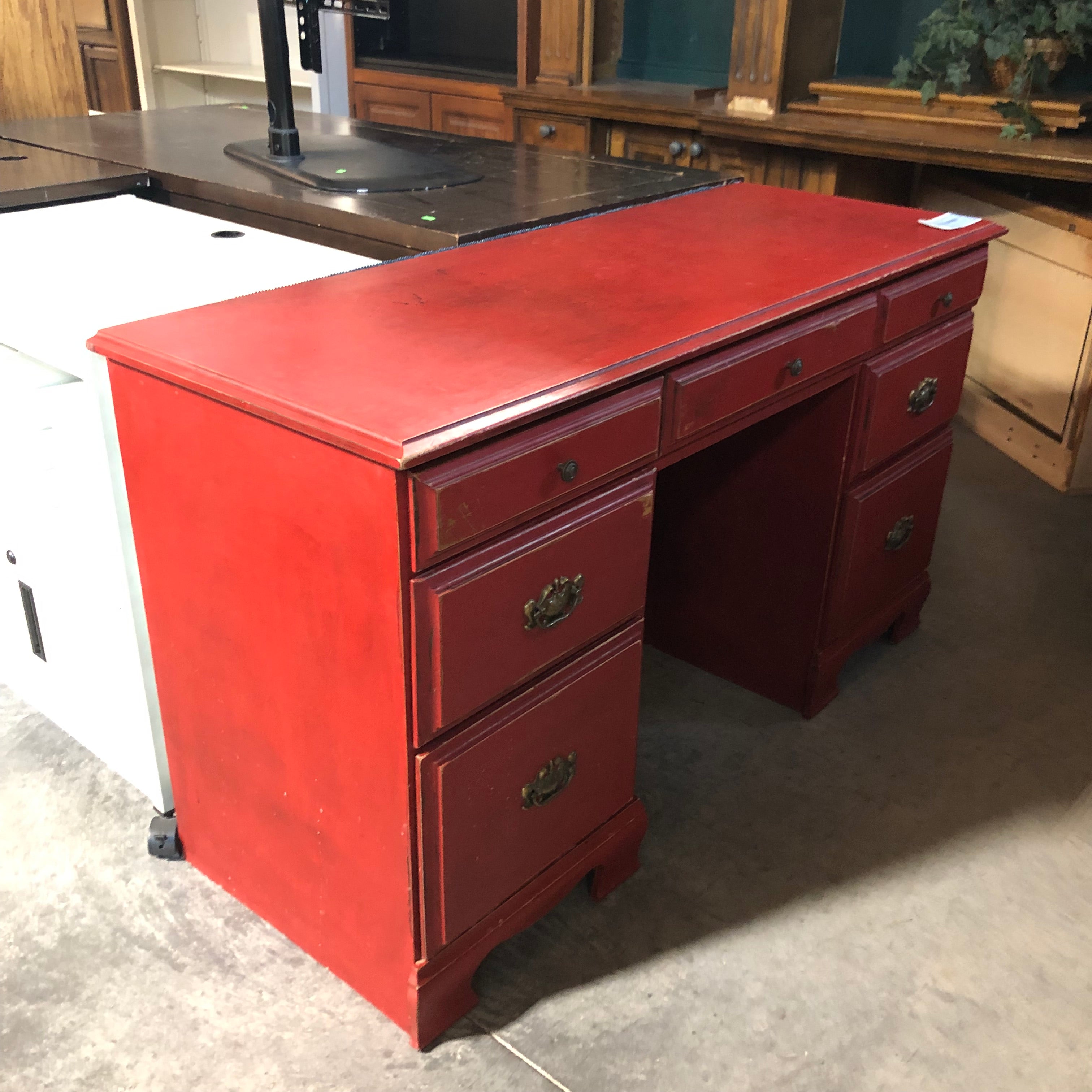 Rustic Style Solid Wood Red Office Desk 54"x 20.5"x 30.5"