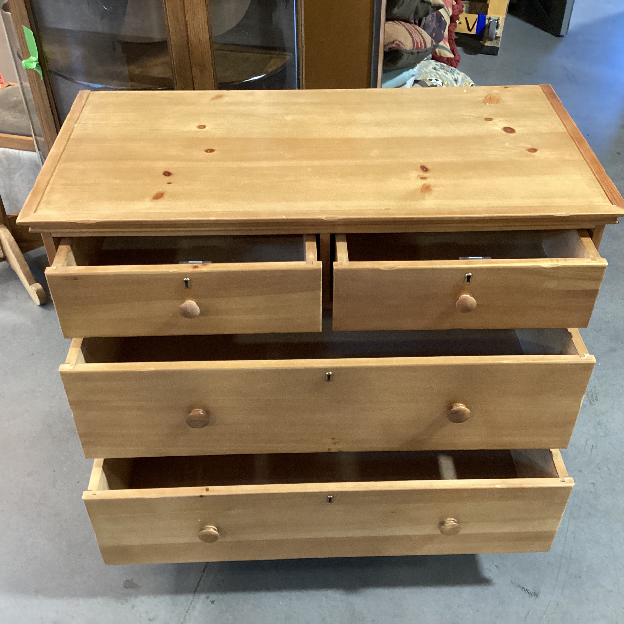 Natural Pine 4 Drawer Keyhole Accent Chest 42"x 21"x 36"