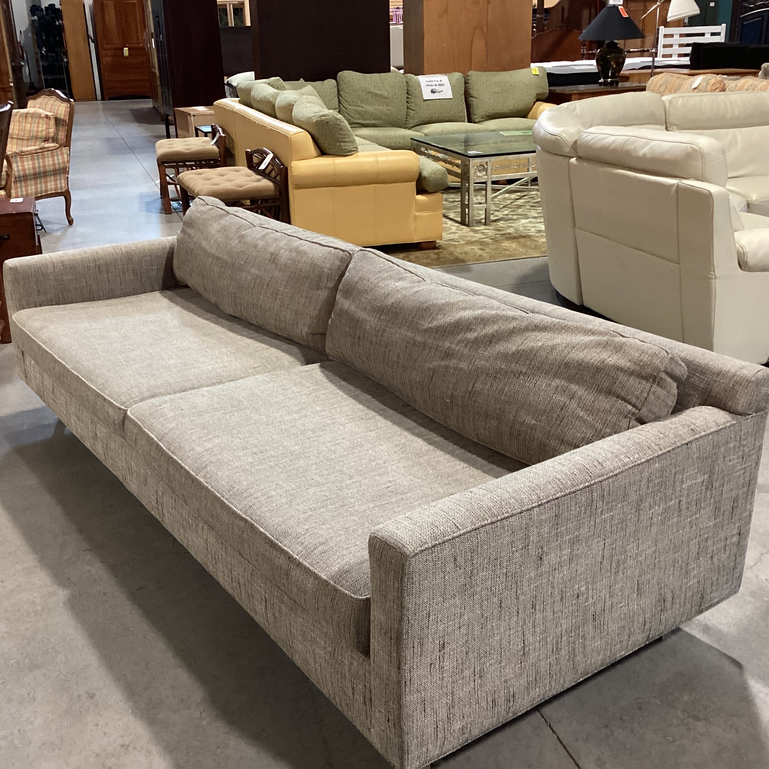 Mitchell Gold & Bob Williams Grey Charcoal Woven Modern Sofa 100"x 39"x 28"