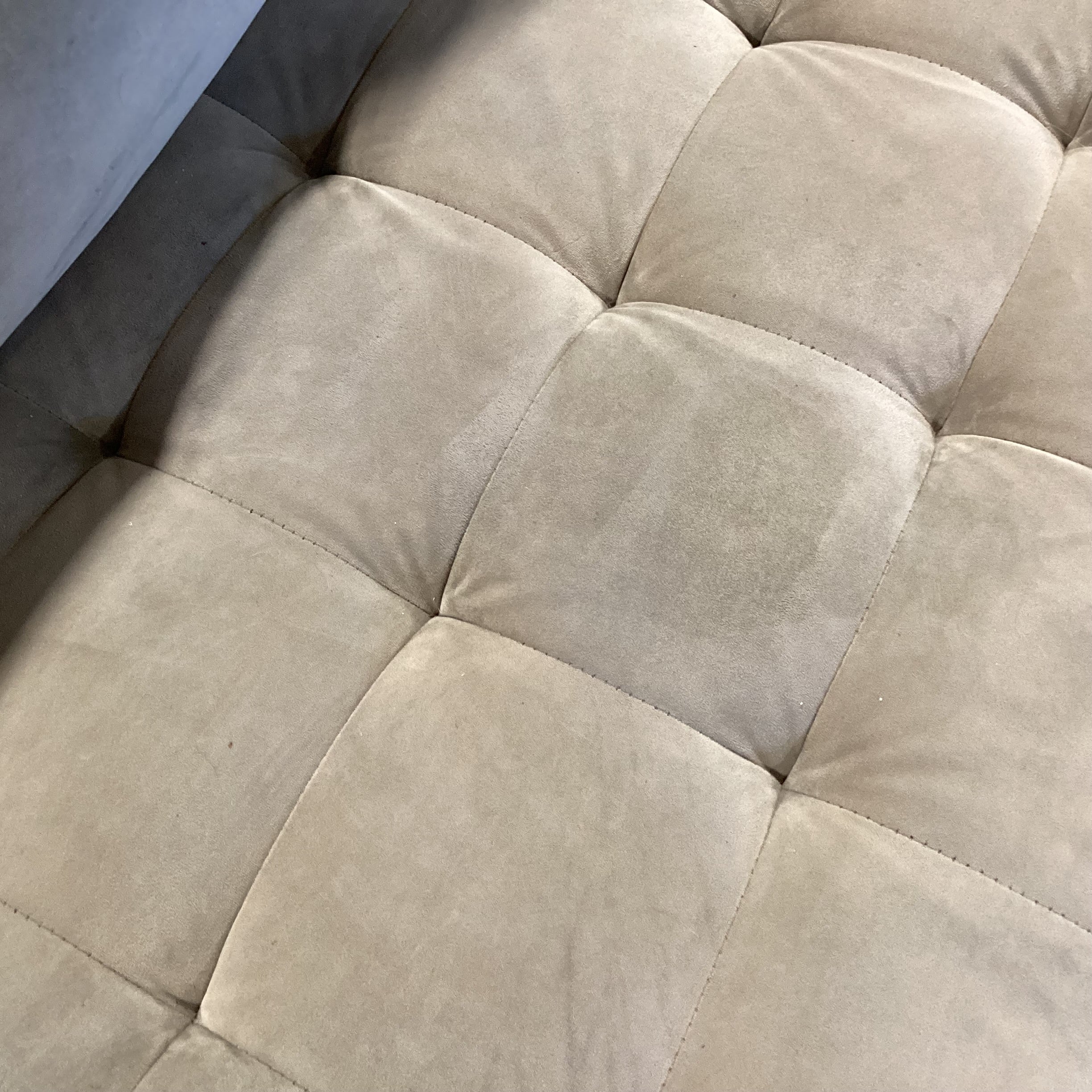 Grey Plush Velveteen Tufted Seat Sofa 87"x 37"x 26"