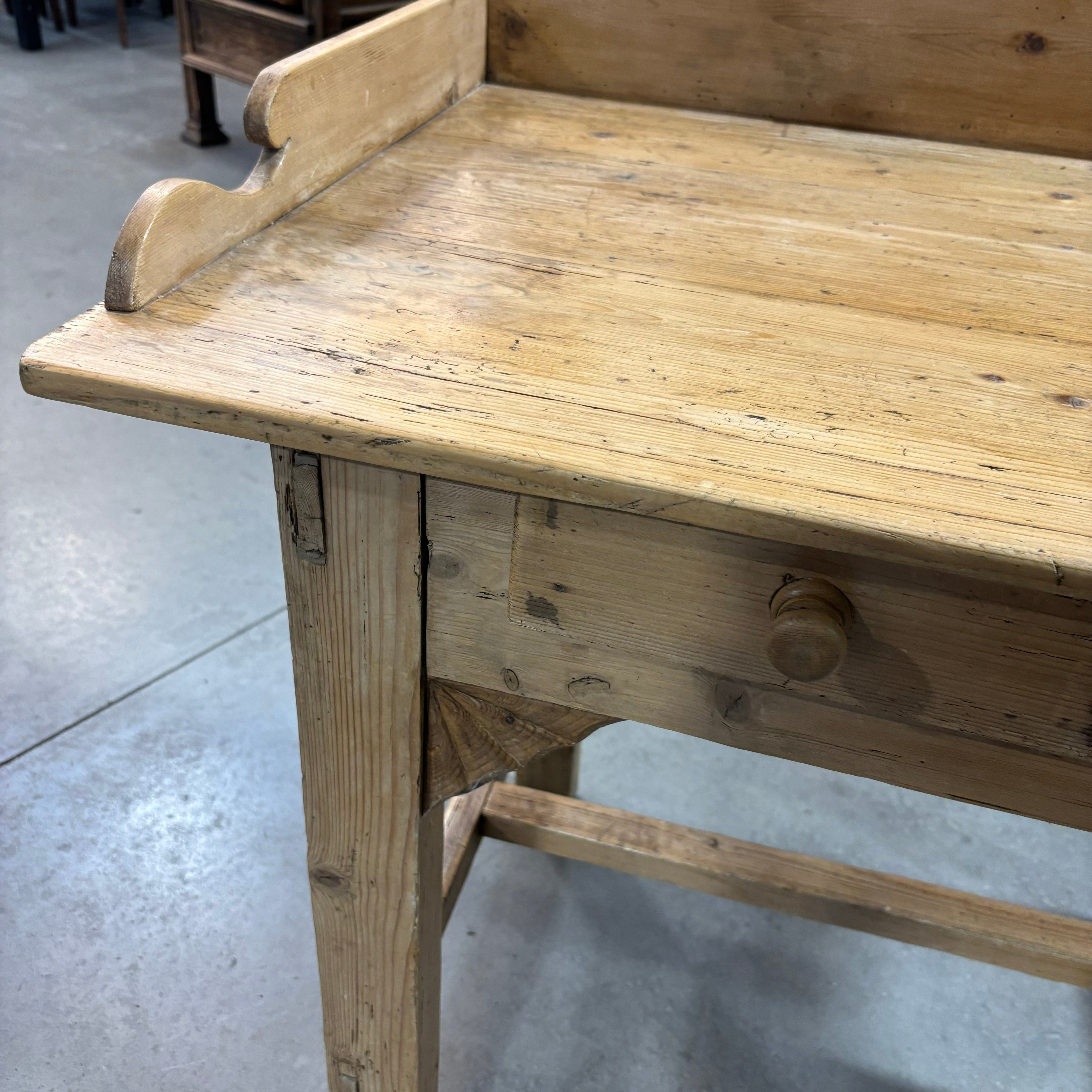 Antique Natural Pine 2 Drawer with Detailed Backsplash Desk 42"x 24"x 40"