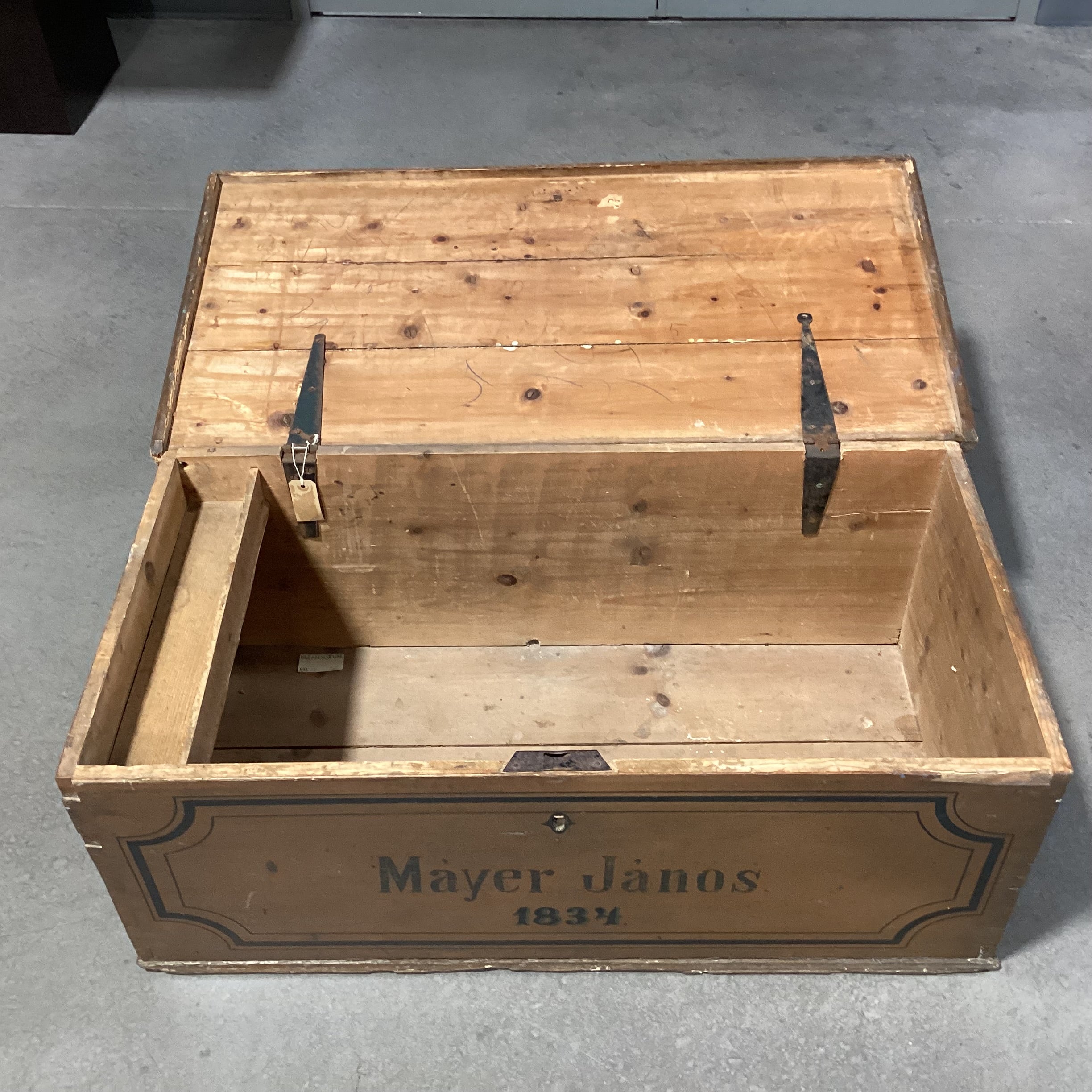 Antique Mayer Janos Painted Wood Trunk 41"x 21"x 16"