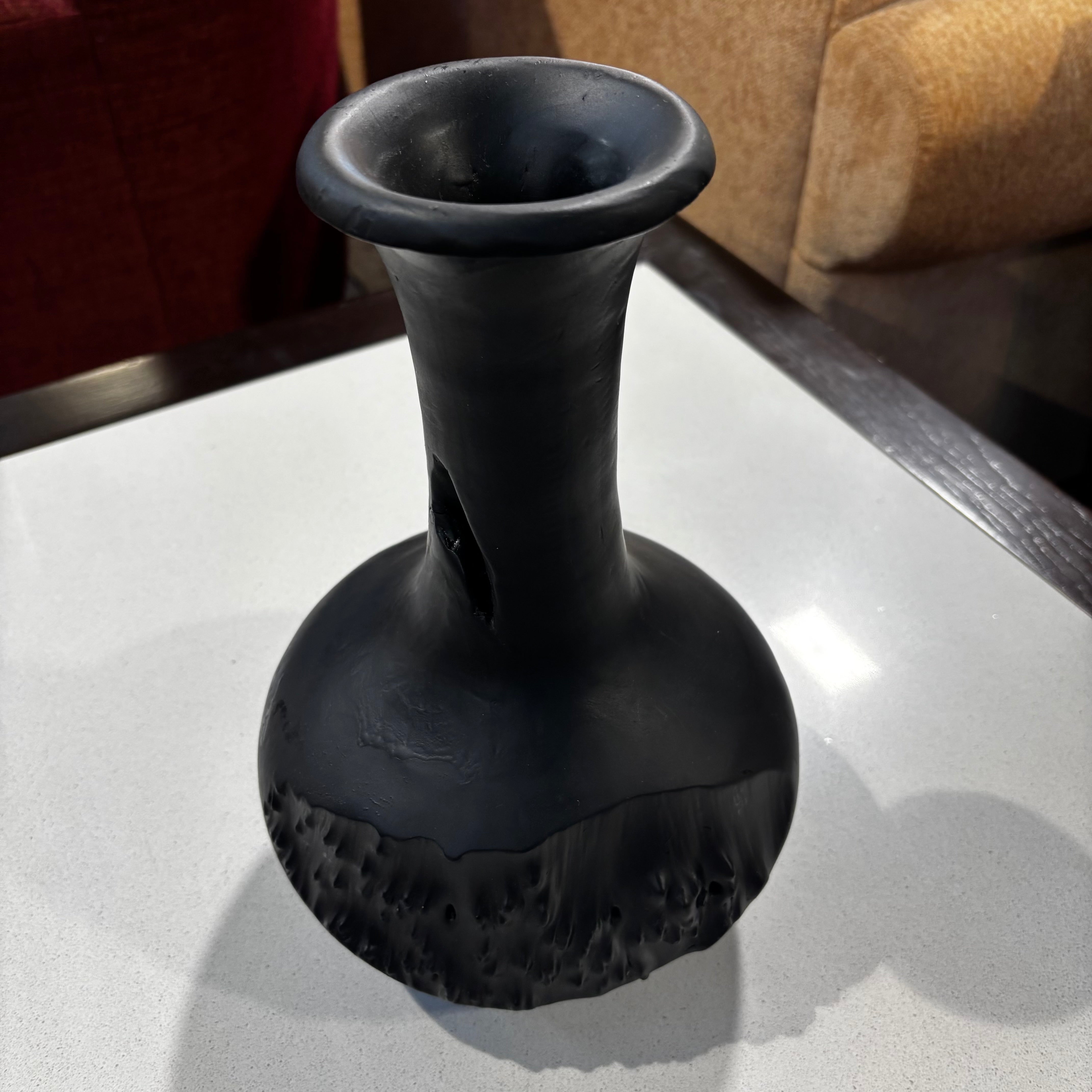 Matte Black Clay Mexican Hand Made Vase 8"x 12"