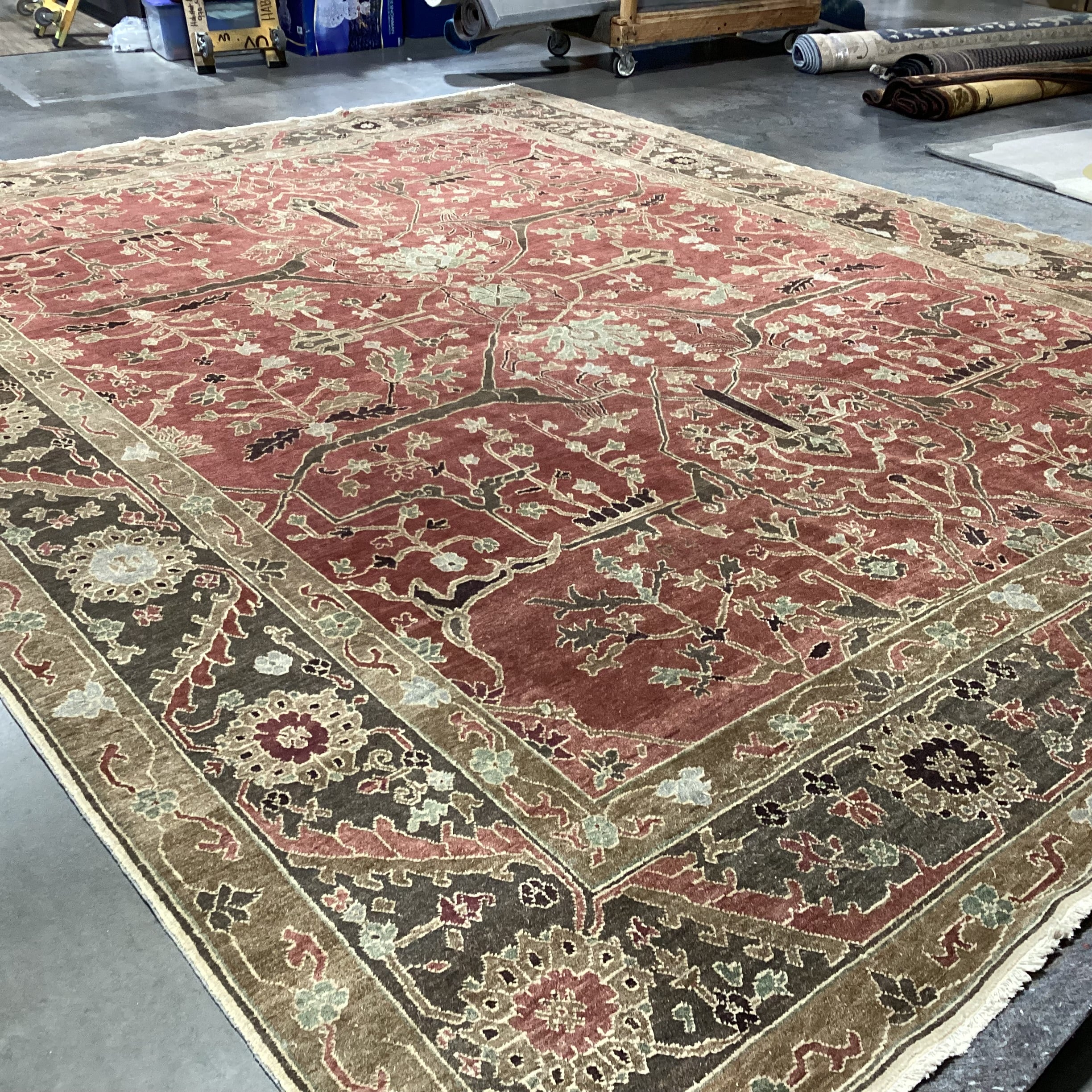 Tufenkian Tibetan Armenian Rust Taupe Brown Hand Woven Wool Rug 12'x 15'8"