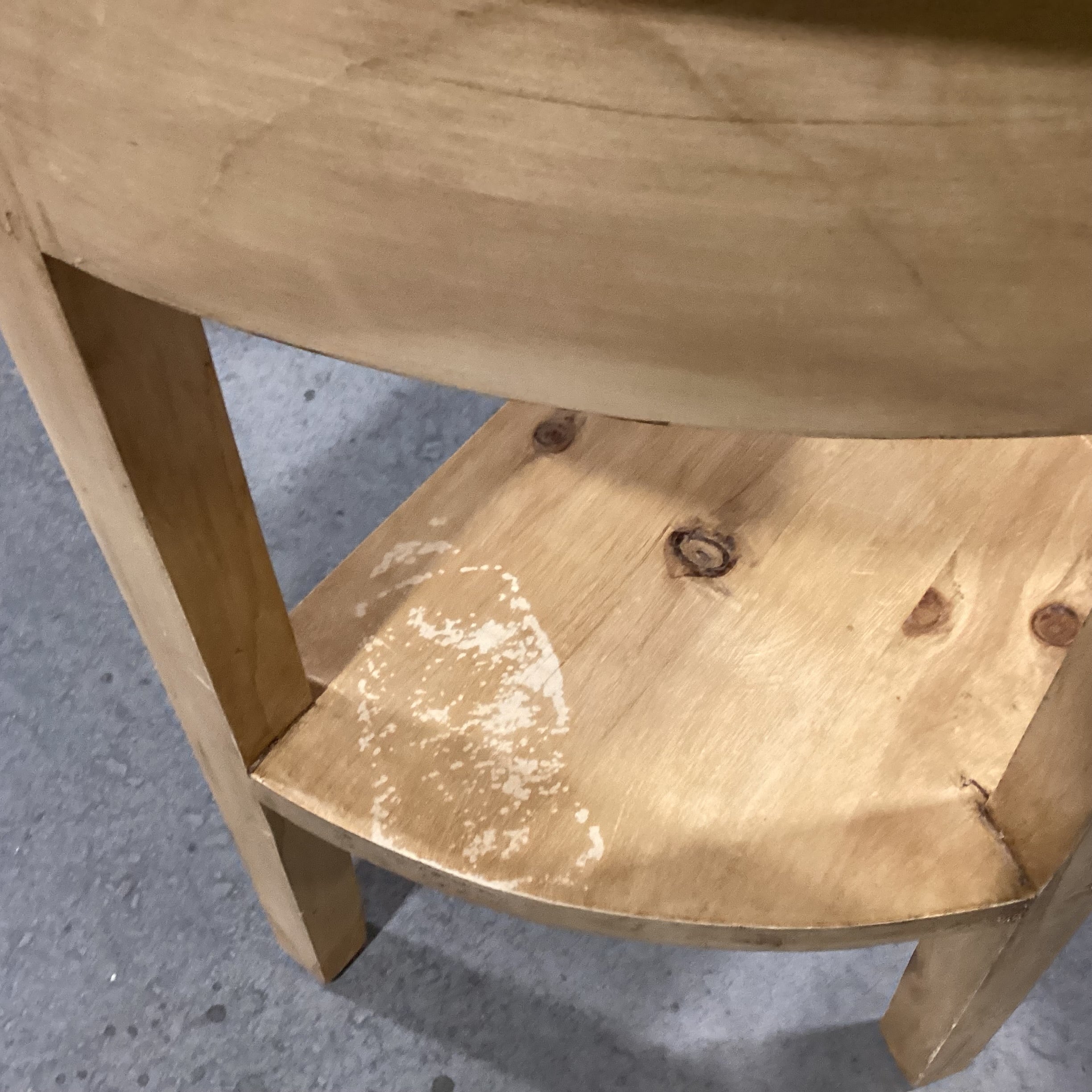Natural Solid Wood 1 Drawer Half Moon Accent Table 32"x 17"x 27.5"