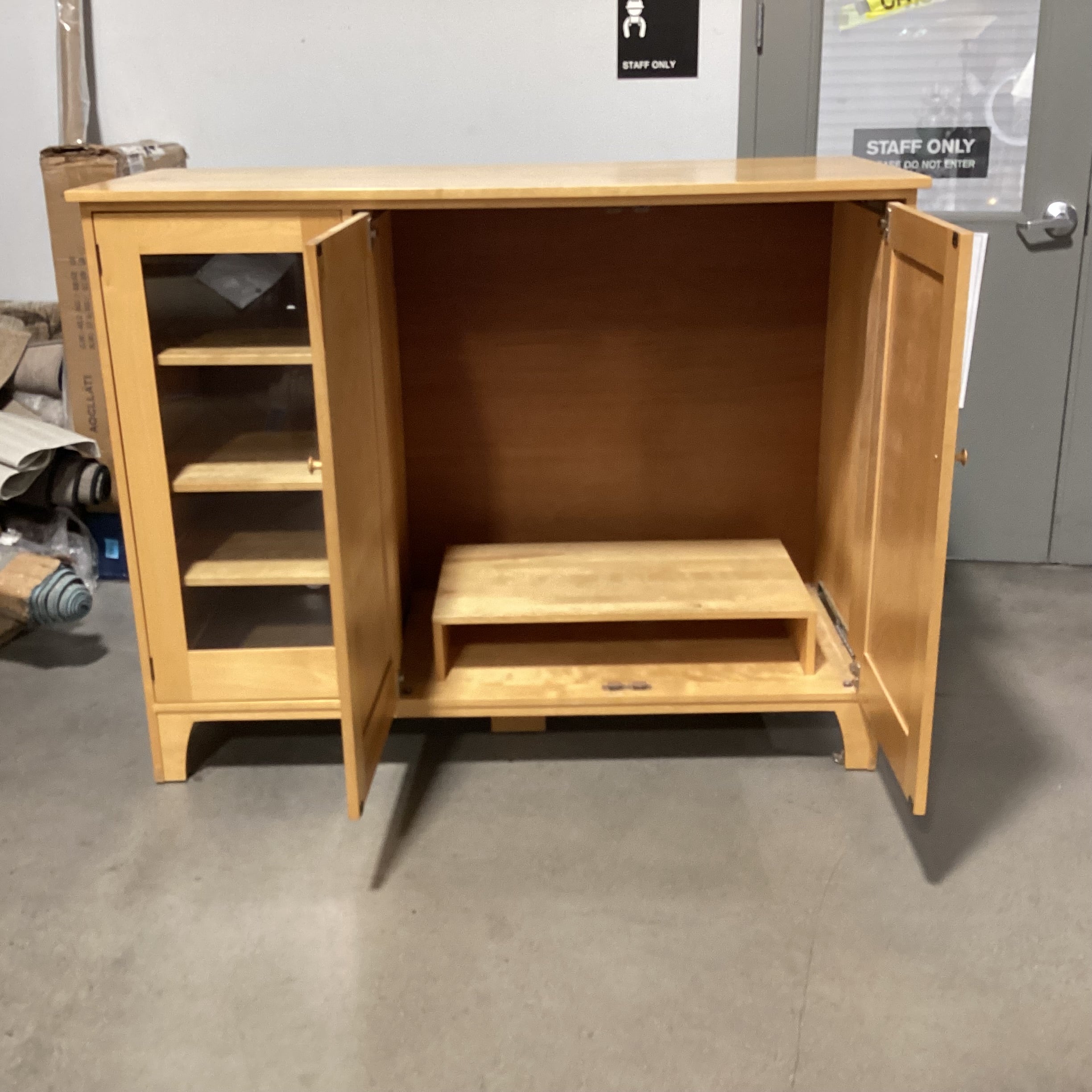 Maple 3 Door with Shelves Entertainment Center 62"x 26"x 48.5"