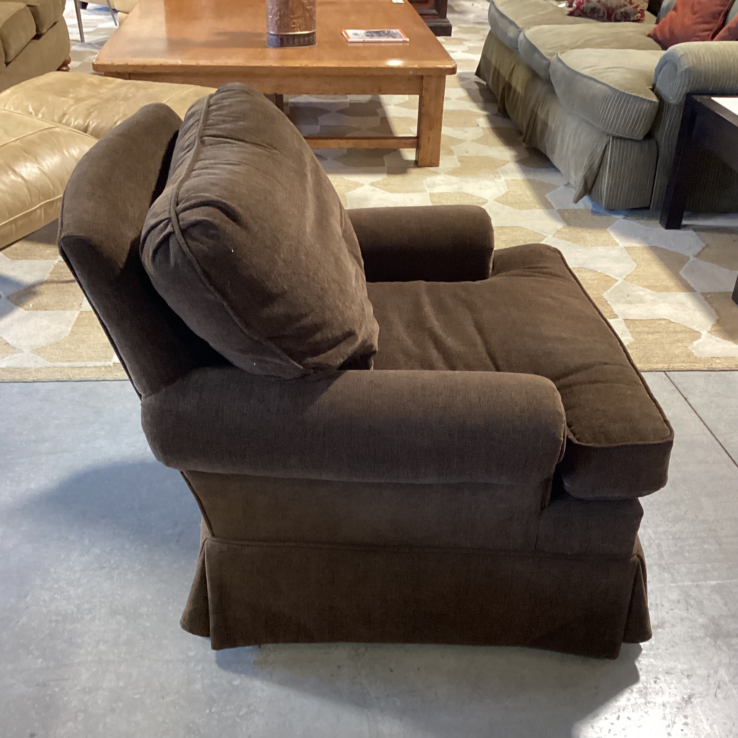 Custom Brown Upholstered & Down Mix Chair 36"x 36"x 32"