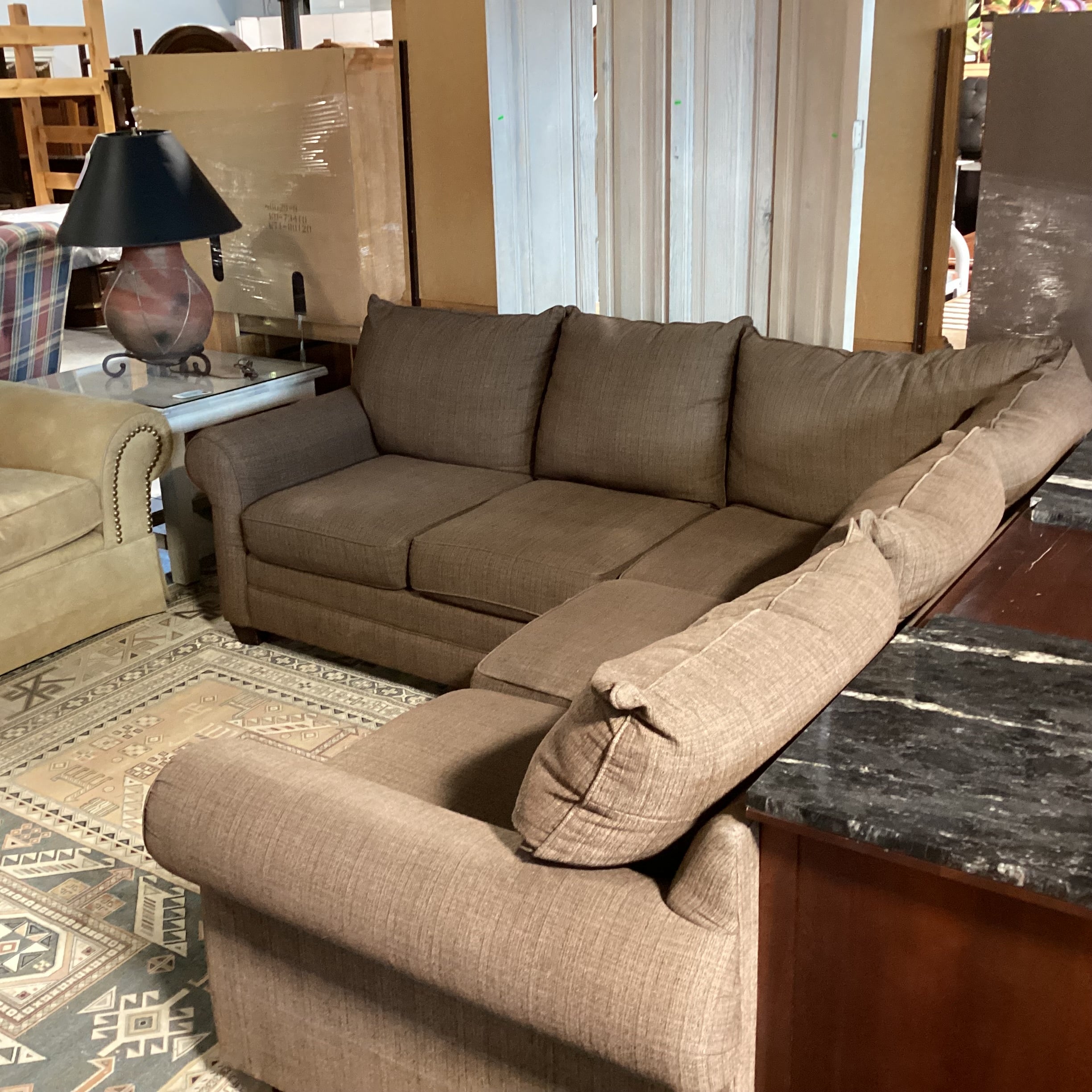 Bassett Brown Woven 2 Piece Sectional 92"x 92"x 37"x 37"