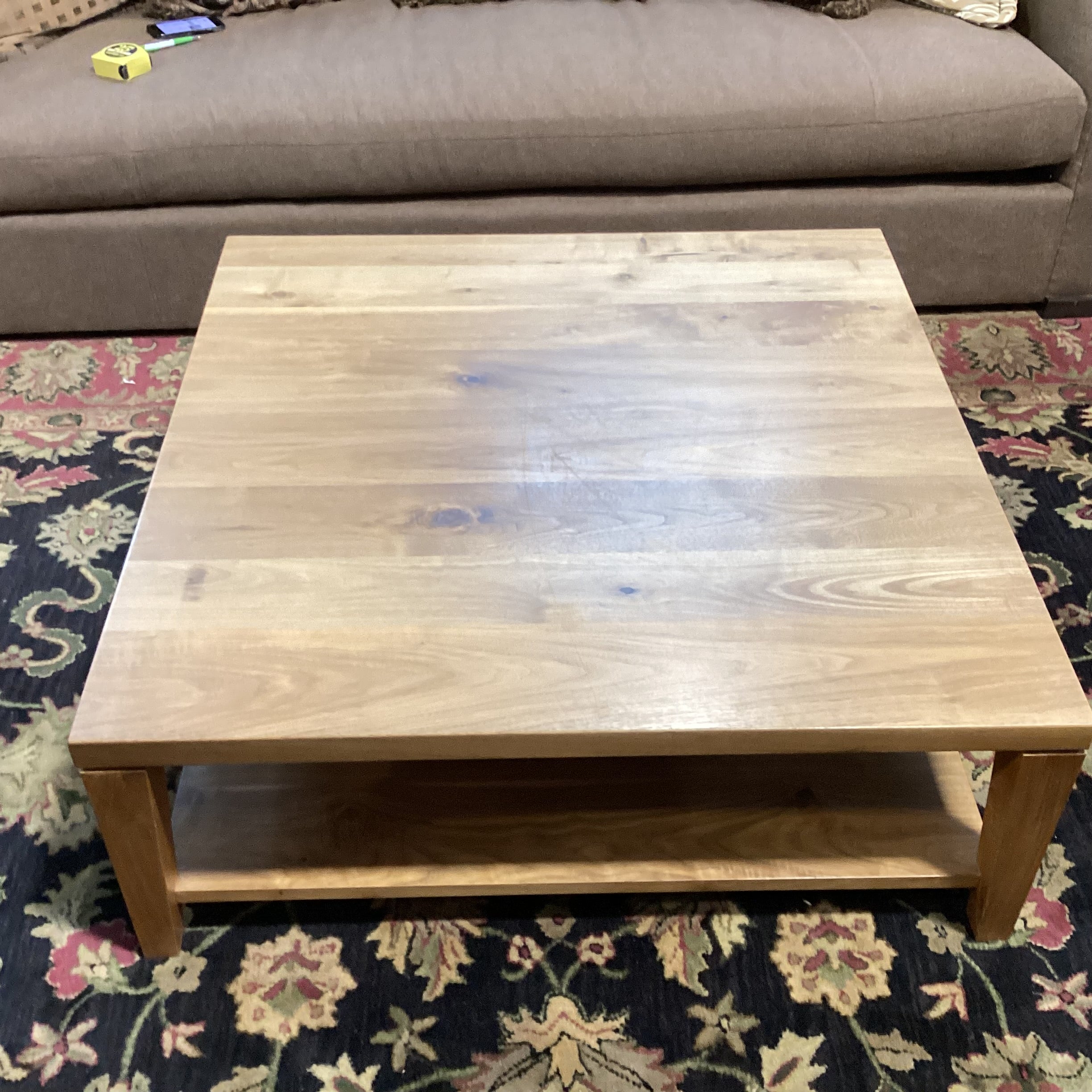 Solid Walnut with Bottom Shelf Coffee Table 42"x 42"x 16"