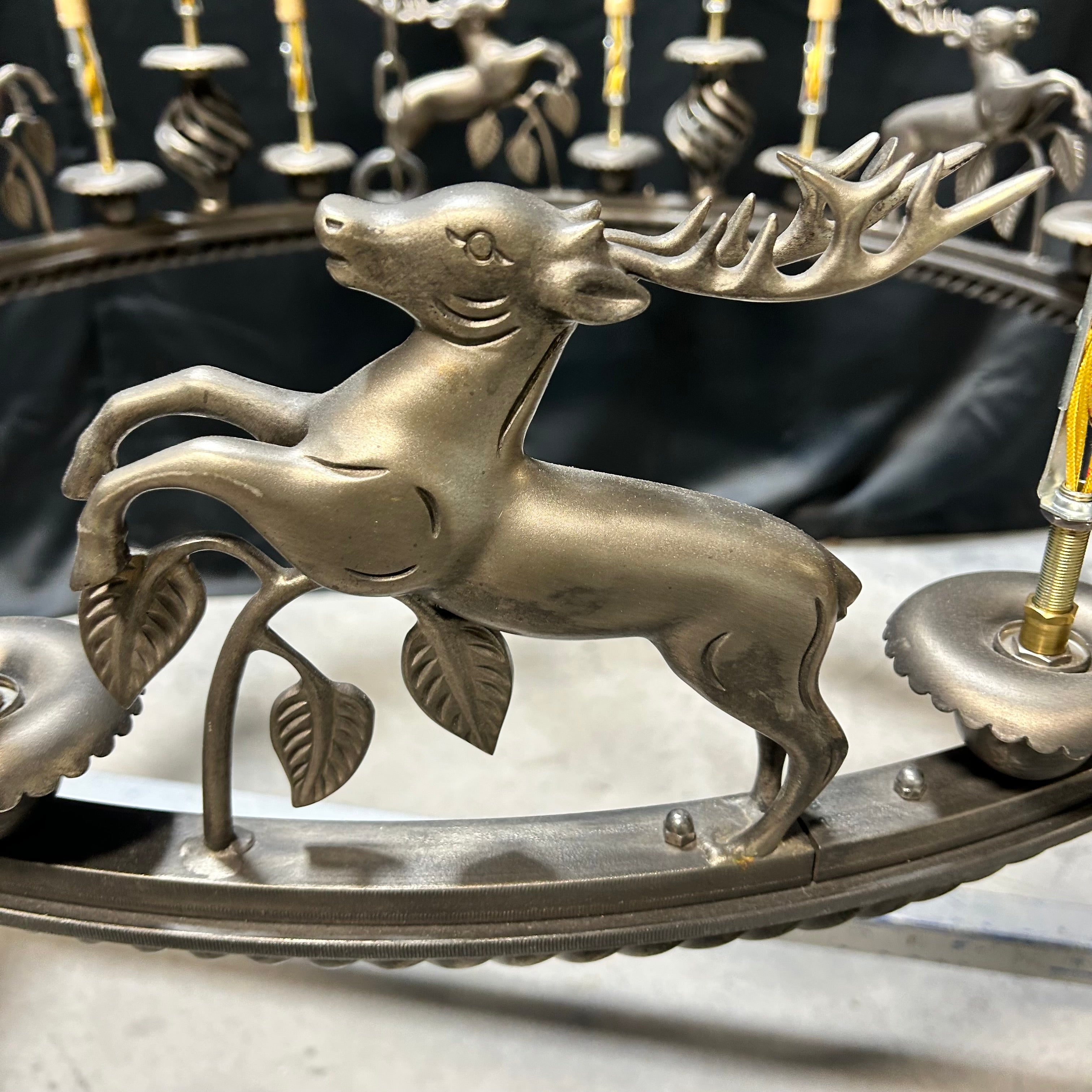 Vintage Custom-Made Leaping Stag 18 Light Chandelier 36"x 44"