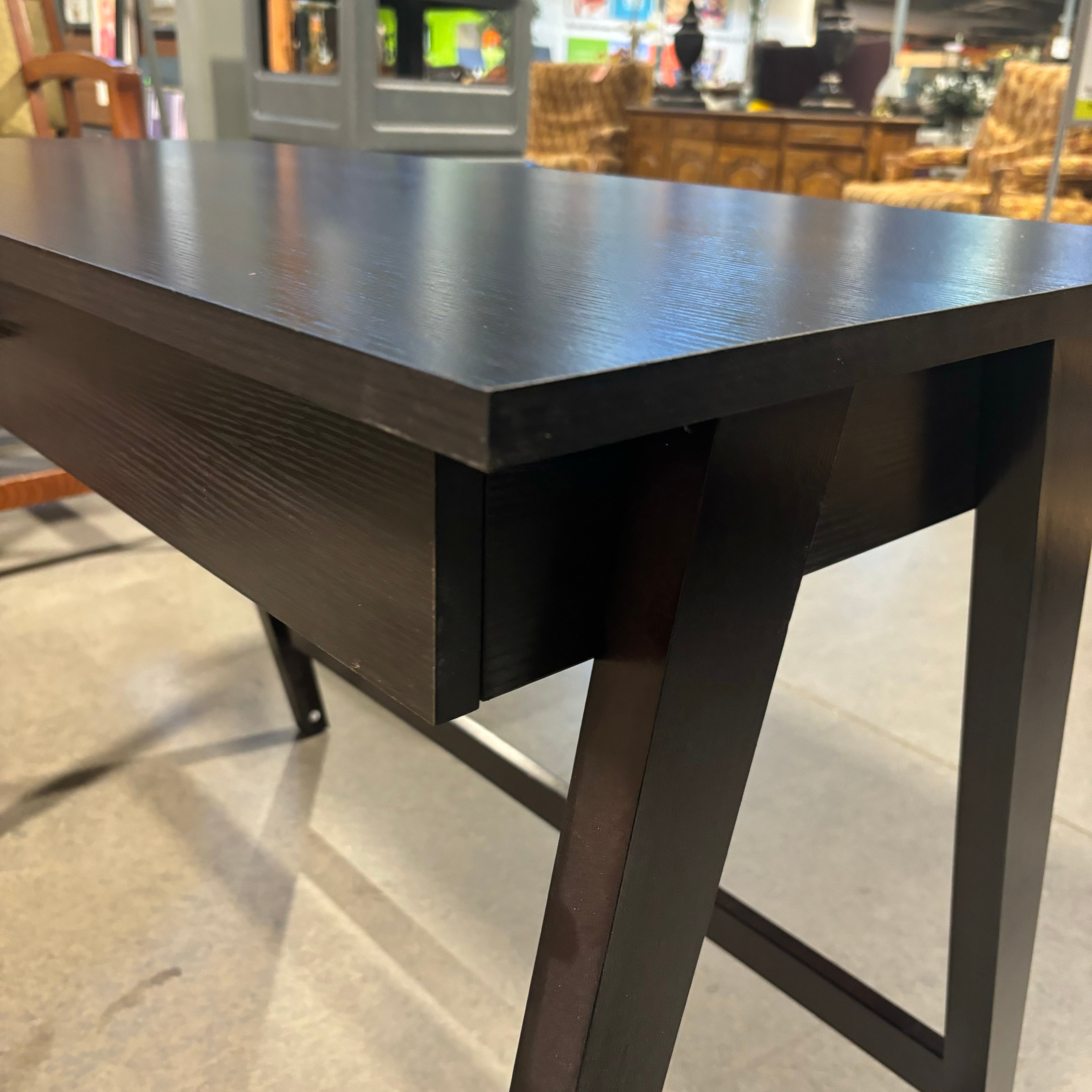 Dark Wood Style 1 Drawer with Trestle Desk 42"x 20"x 30"