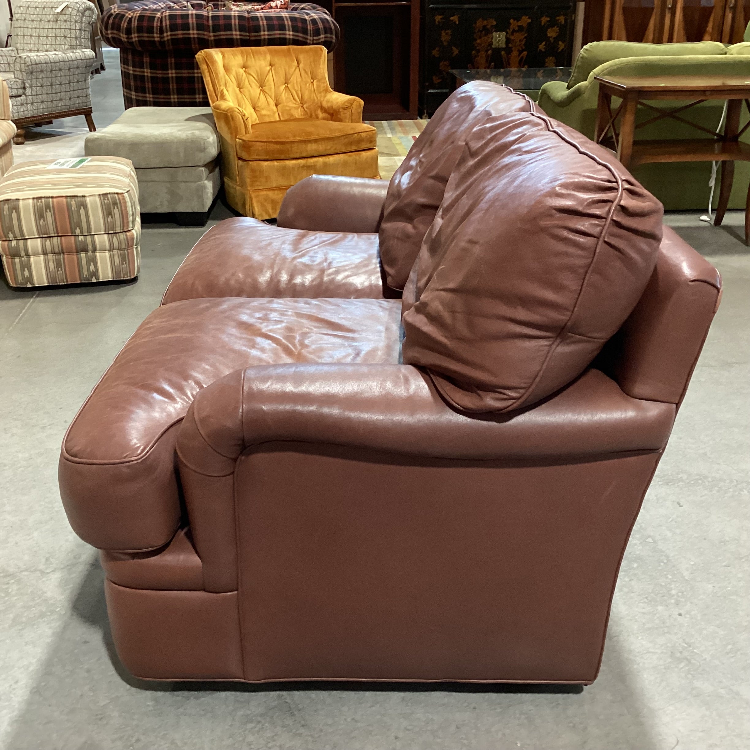 Hancock & Moore Brown Leather Down Mix Loveseat Sofa 66"x 39"x 35"