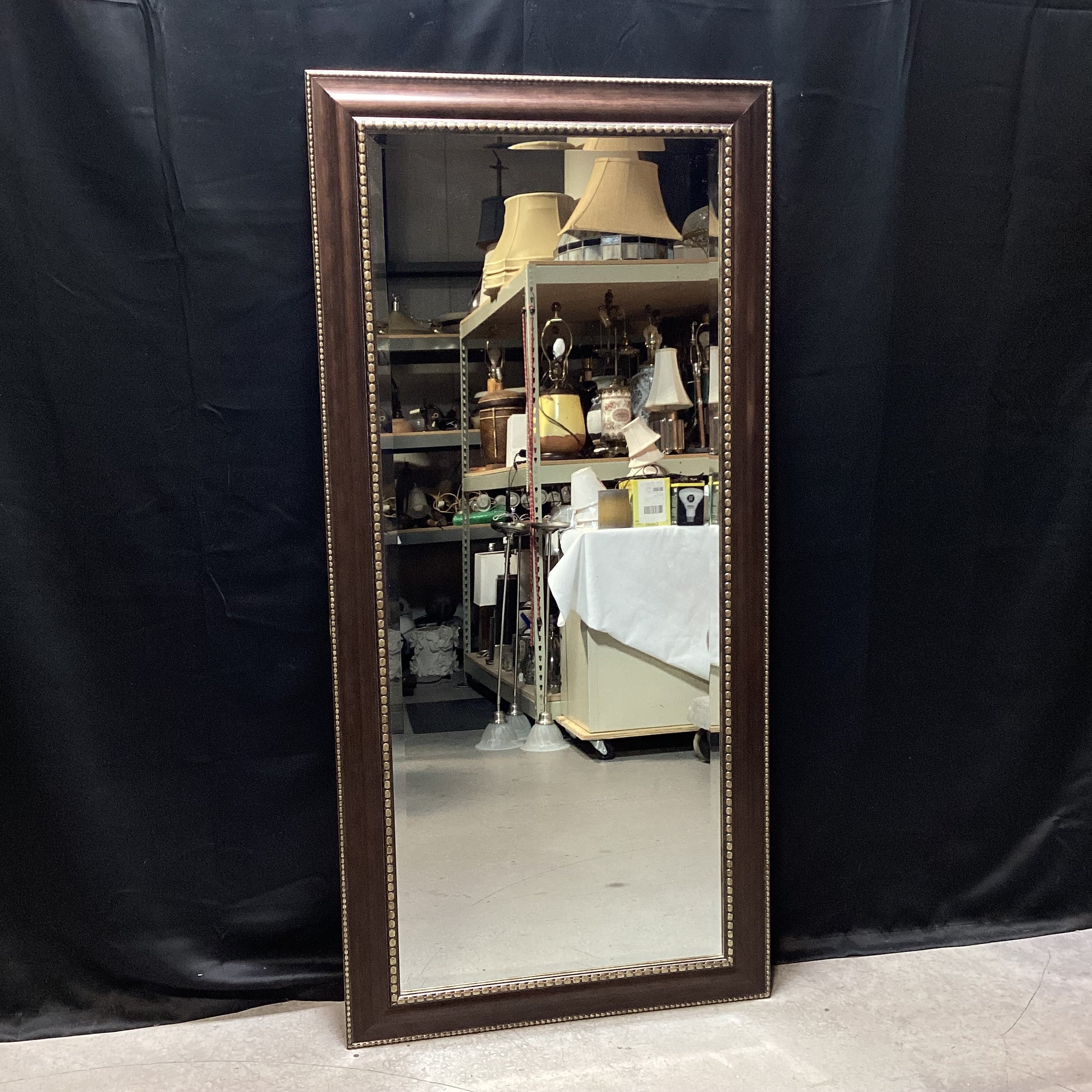 Bevelled Edge Floor Length Mirror With Beading Detail 31" x 65"