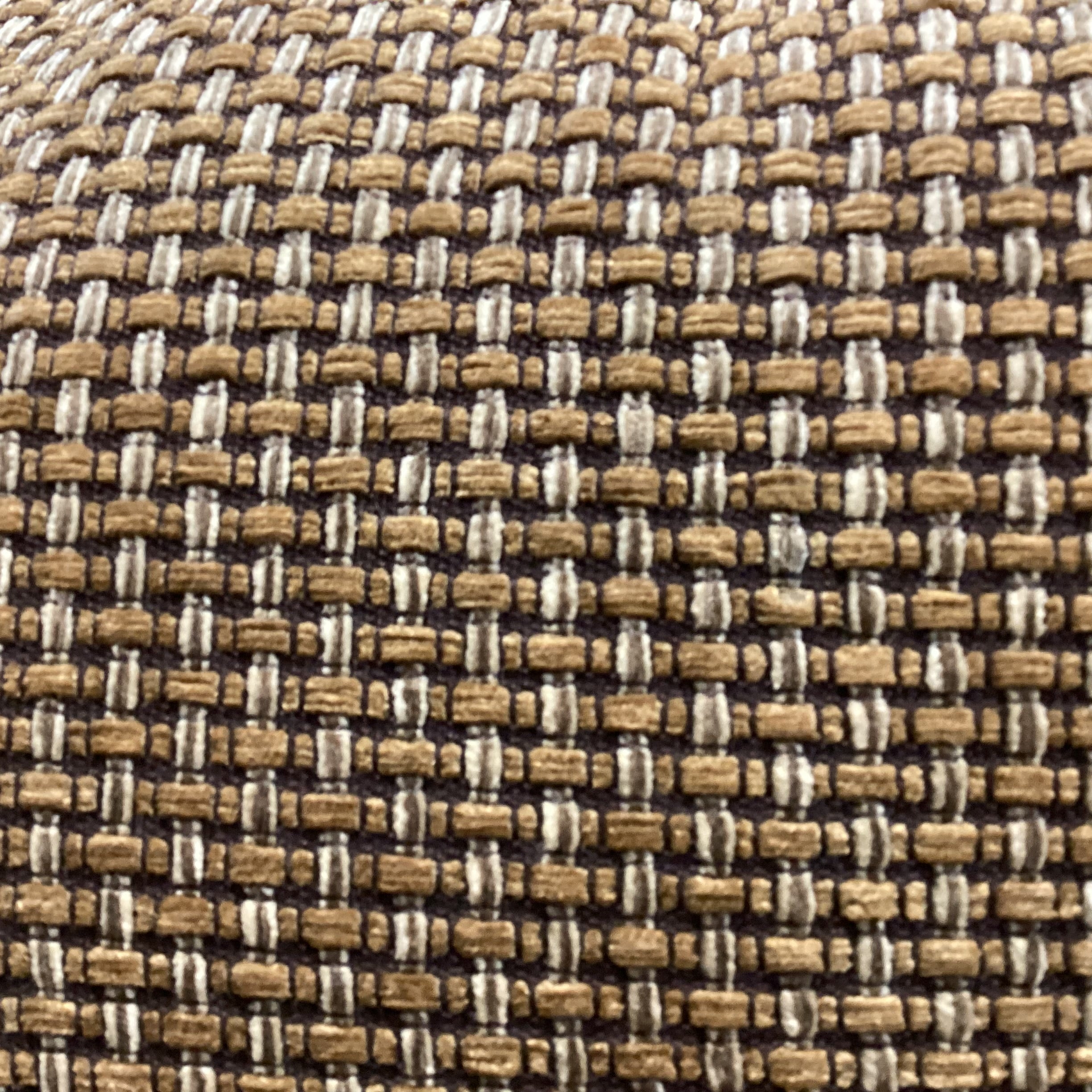 Perlmutter Freiwald Gold & Brown Basketweave Upholstered & Down Loveseat Sofa 63"x 35"x 31"