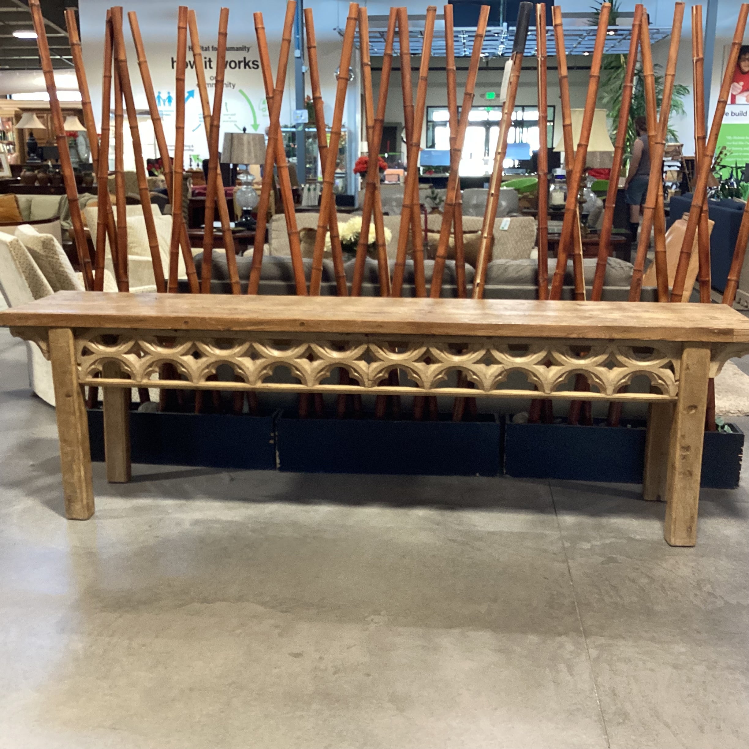 Antique Natural Distressed Wood Sofa Table 108"x 21"x 32"