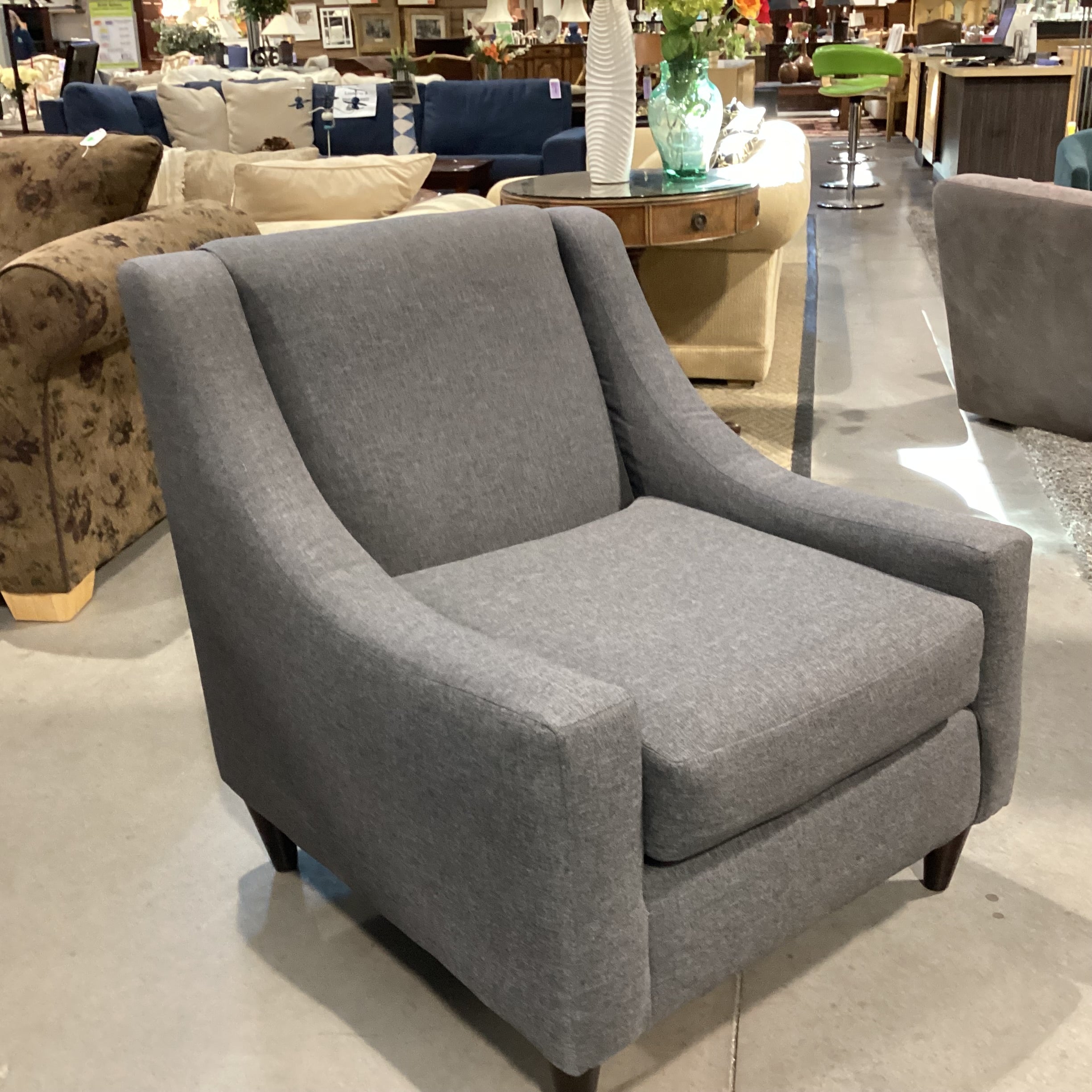 Fusion Furniture Charcoal Linen Slope Arm Chair 32"x 36"x 35"
