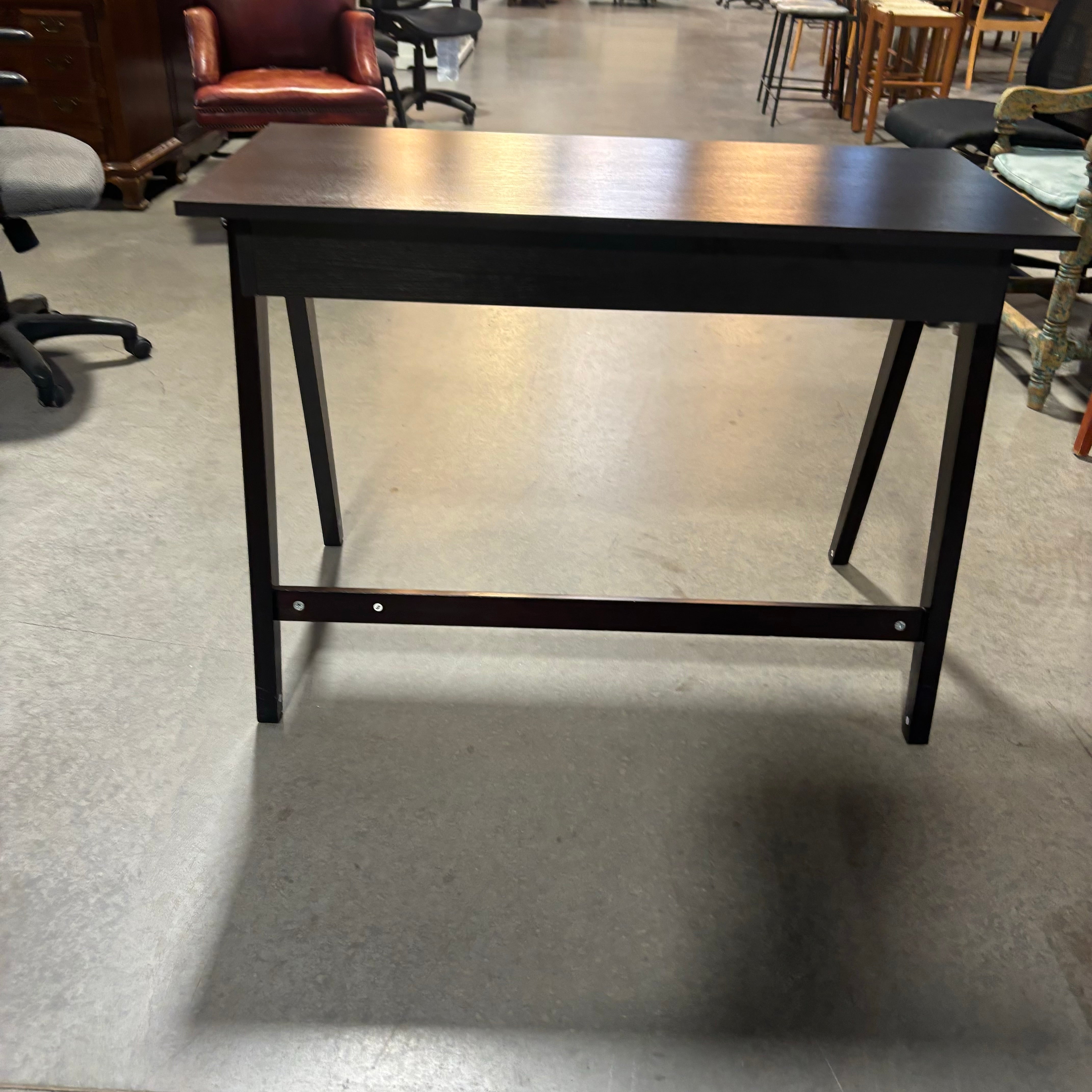 Dark Wood Style 1 Drawer with Trestle Desk 42"x 20"x 30"