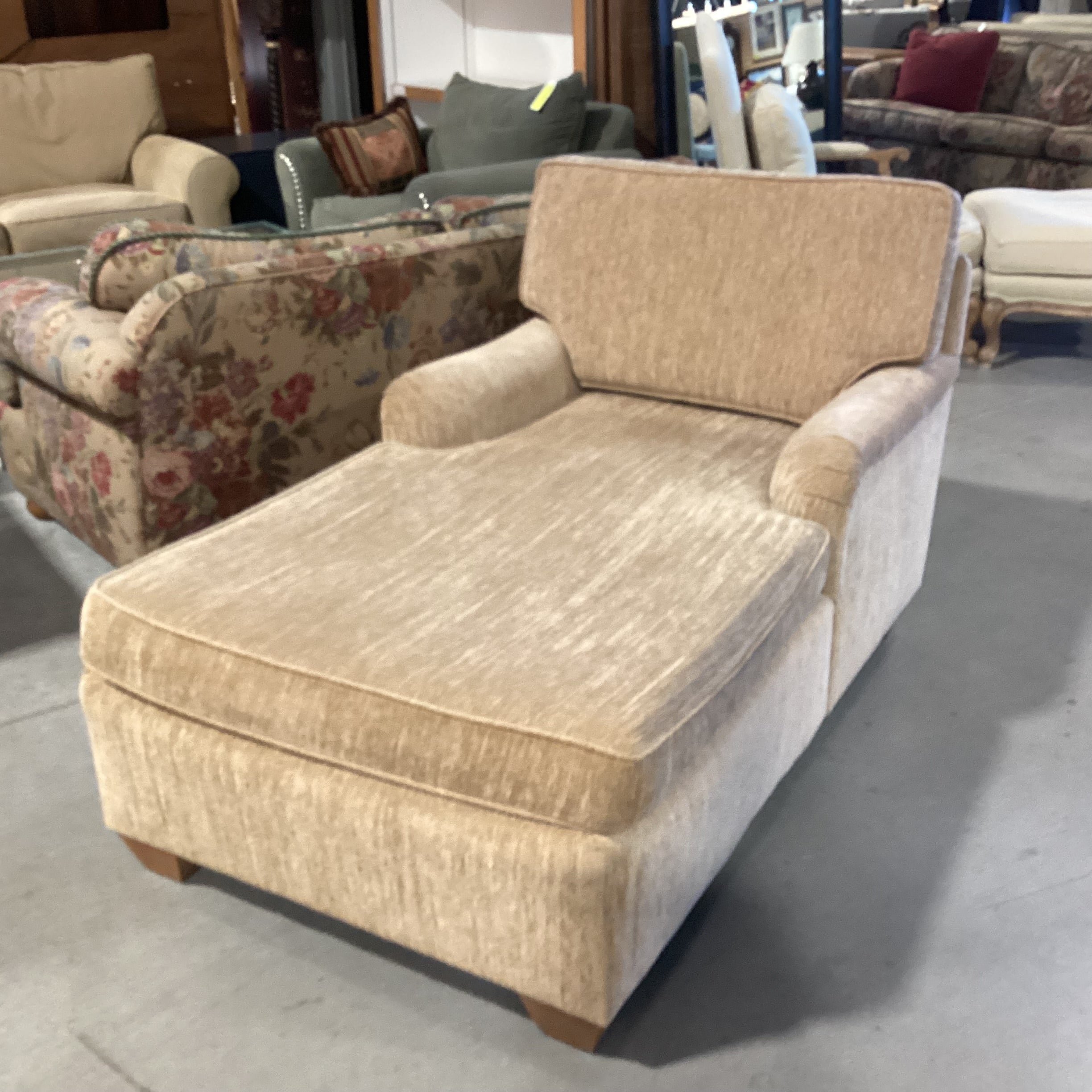 Tan Texture Woven Chenille Chaise Sofa 60"x 36"x 30"