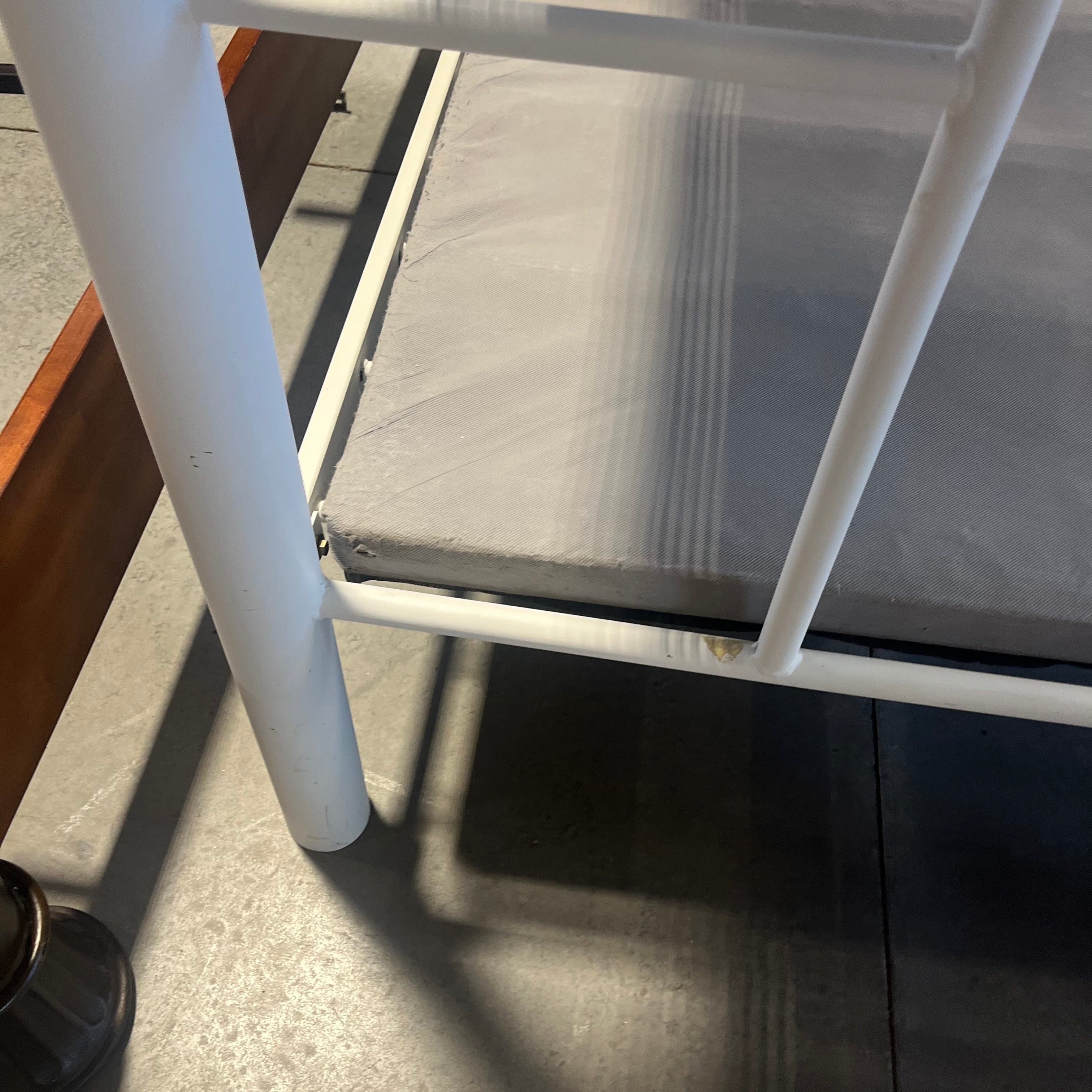 Twin Over Full White Tube Metal with Bunky Board Bunk Bed 56.5"x 80"x 60.5"