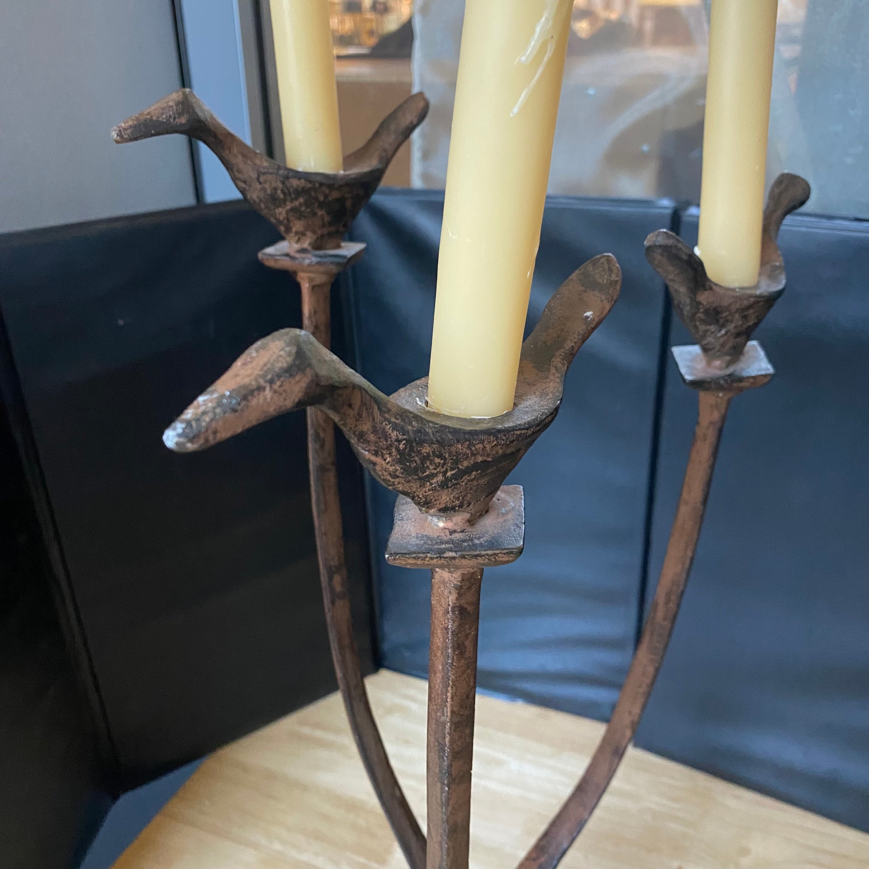 Hand Forged Iron Bird Candleholder 19"x 12"