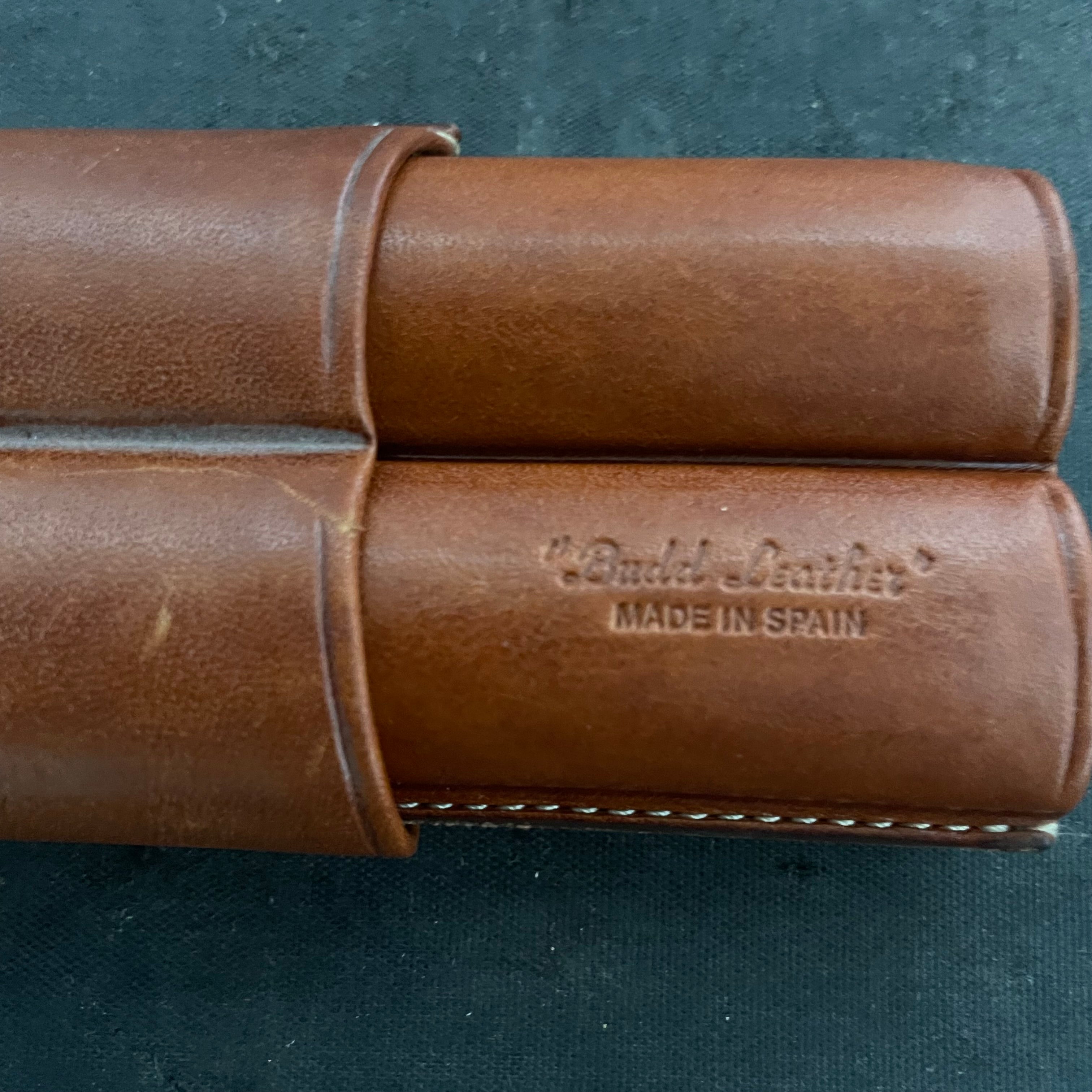 Vintage Budd's Chestnut Leather 2 Finger Cigar Case, 2.5"x 6"