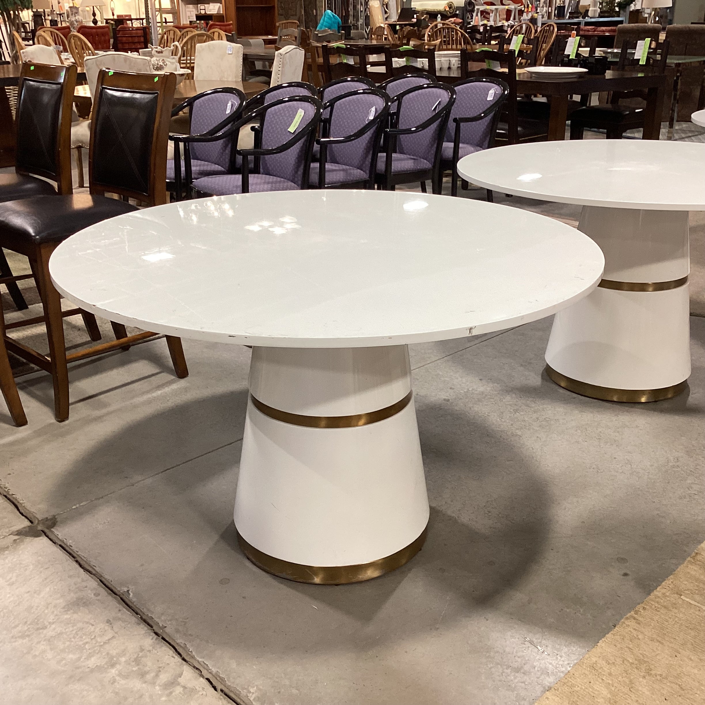 TOV Rosa White Lacquer Round Pedestal Dining Table 47" Diameter x 30"