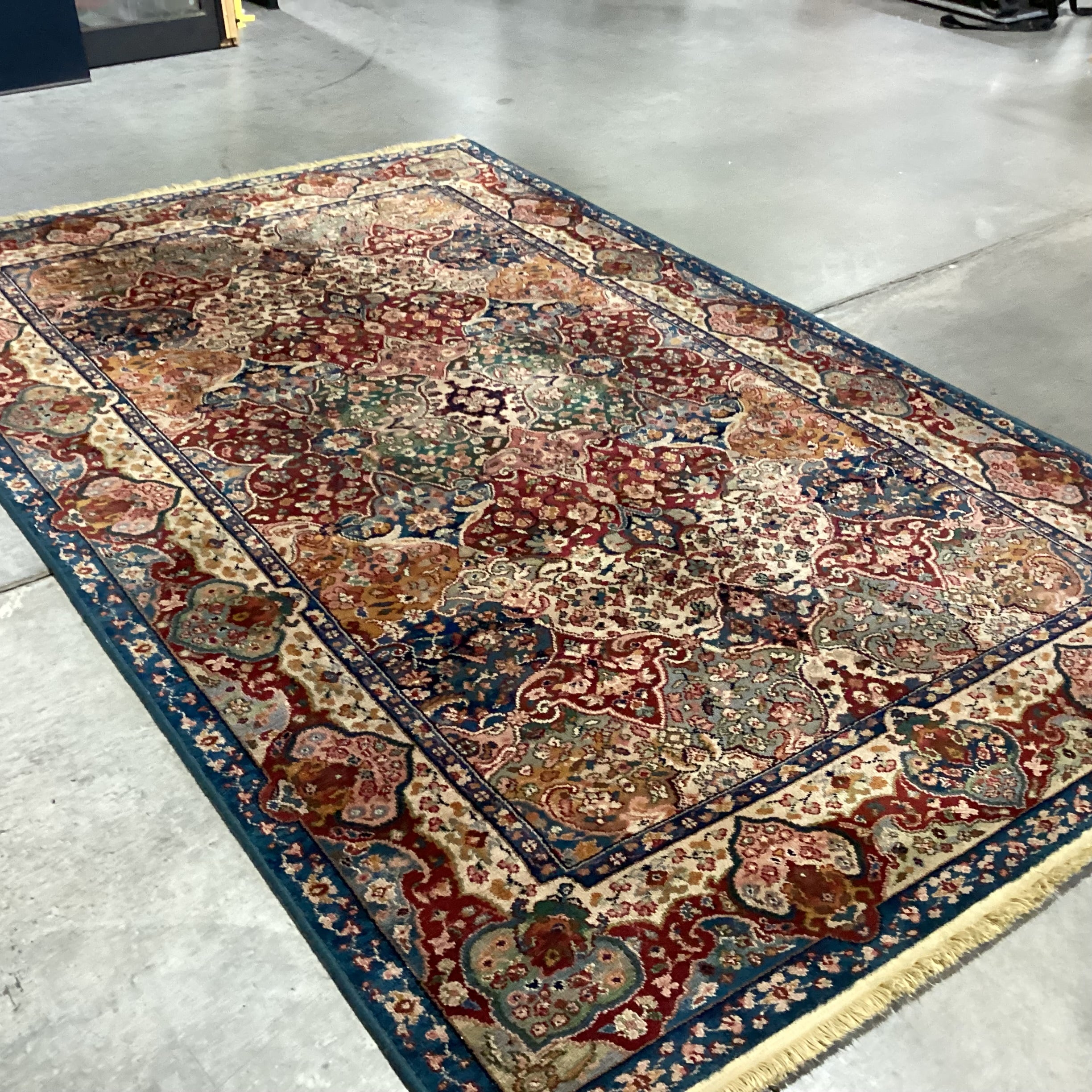 Karastan Samovar Teawash Tan Red Blue Green Wool Rug 5'9"x 9'