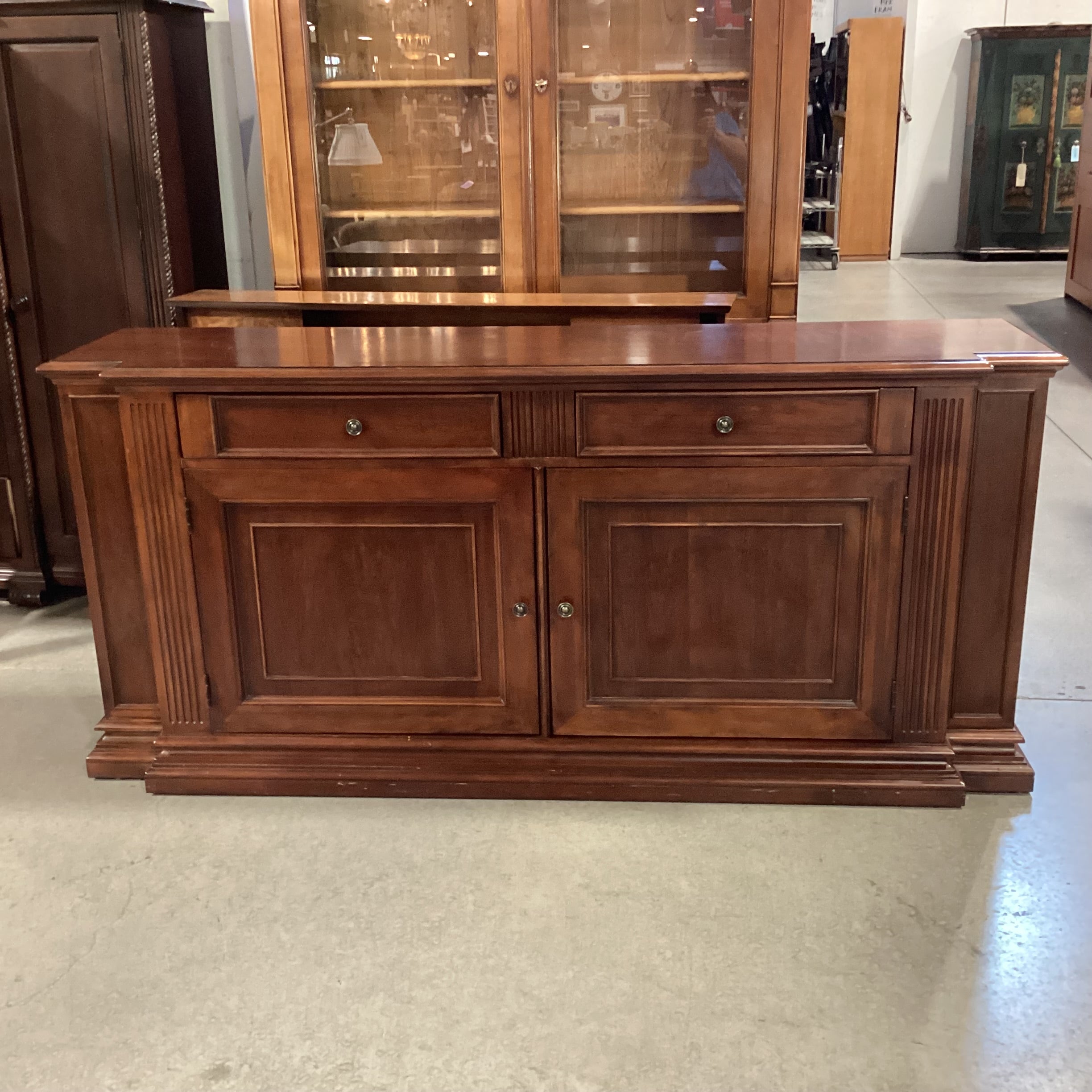 Ethan Allen Solid Carved Finished Wood 4 Door 2 Drawer Sideboard 78.5"x 19"x 31"