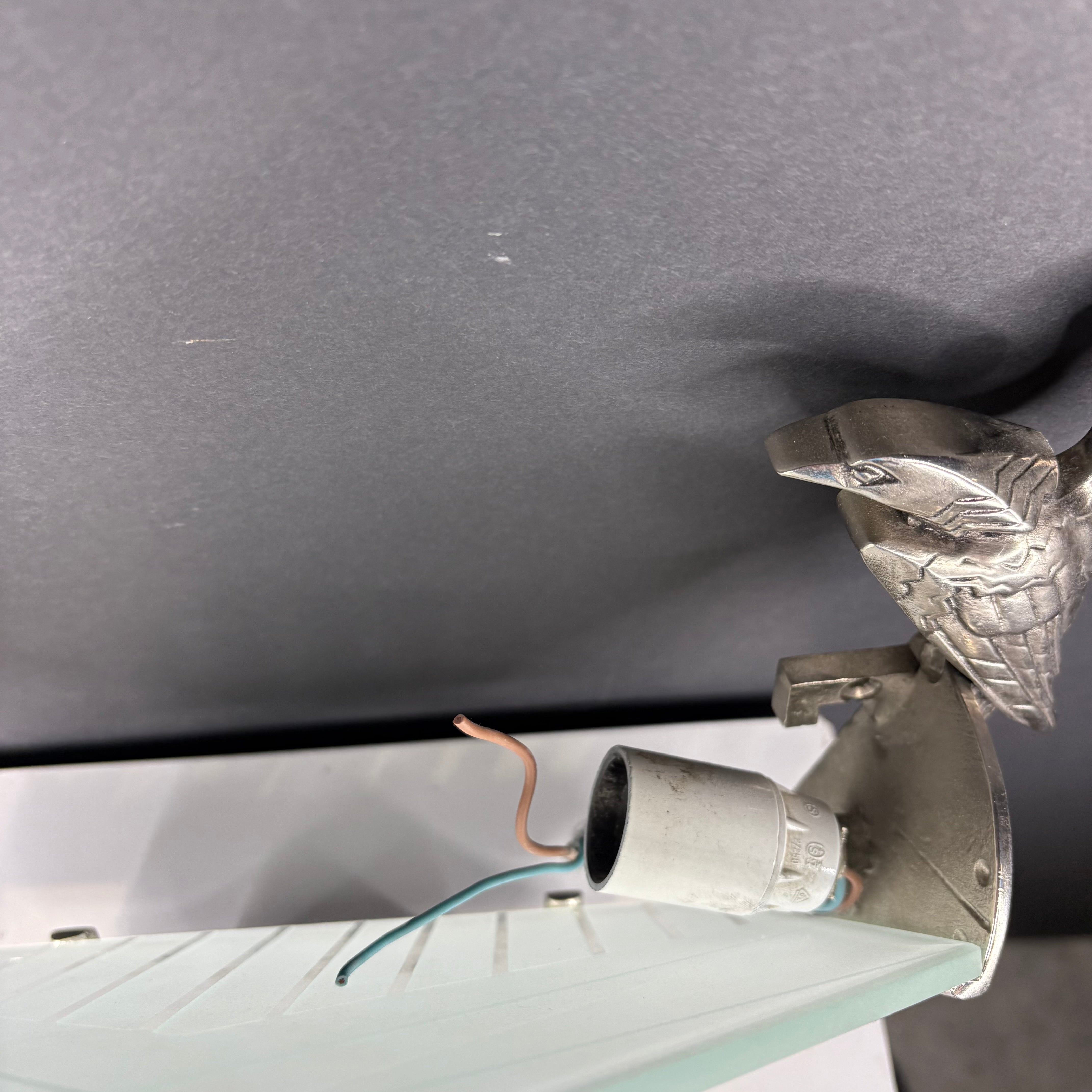 Art Deco 1-Light Silver Birds with Frosted Glass Wall Sconce 15.5”x 10”x 4”