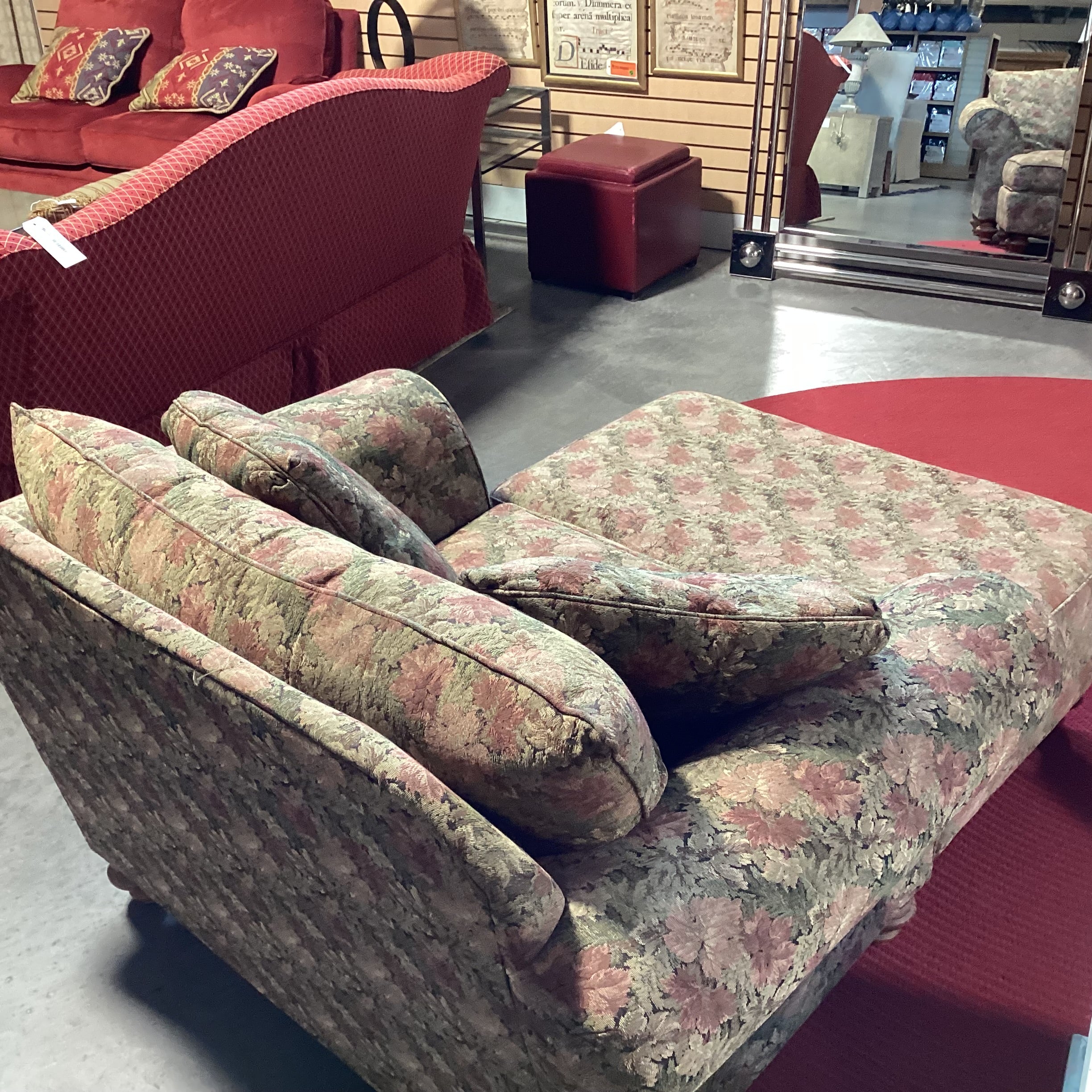 Cochrane Furniture Sage Pink Floral with Ottoman Oversized Chair 52"x 40"x 34"