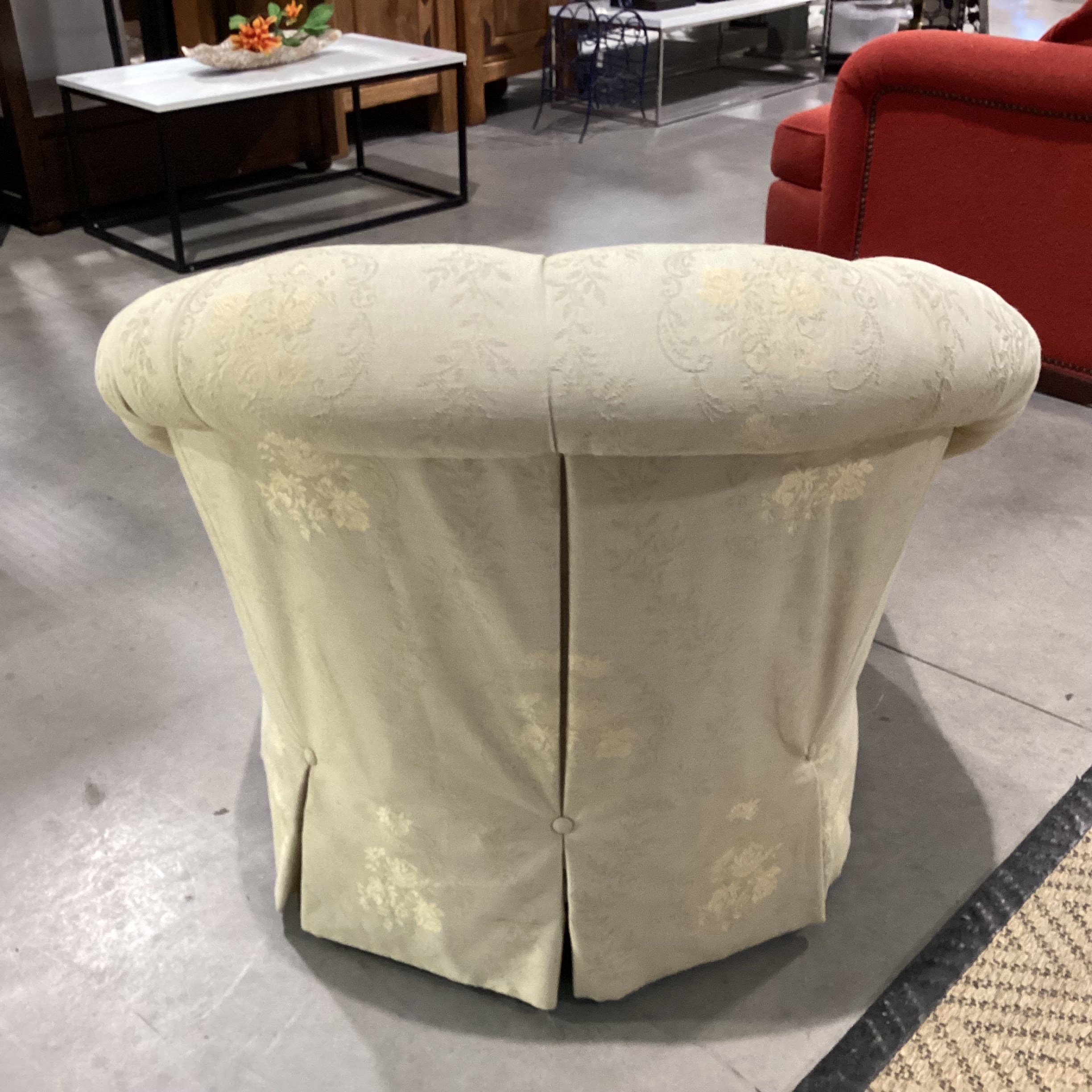 JJ Custom Gold & Cream Tufted Back Tailored Skirt Chair 36"x 40"x 34"