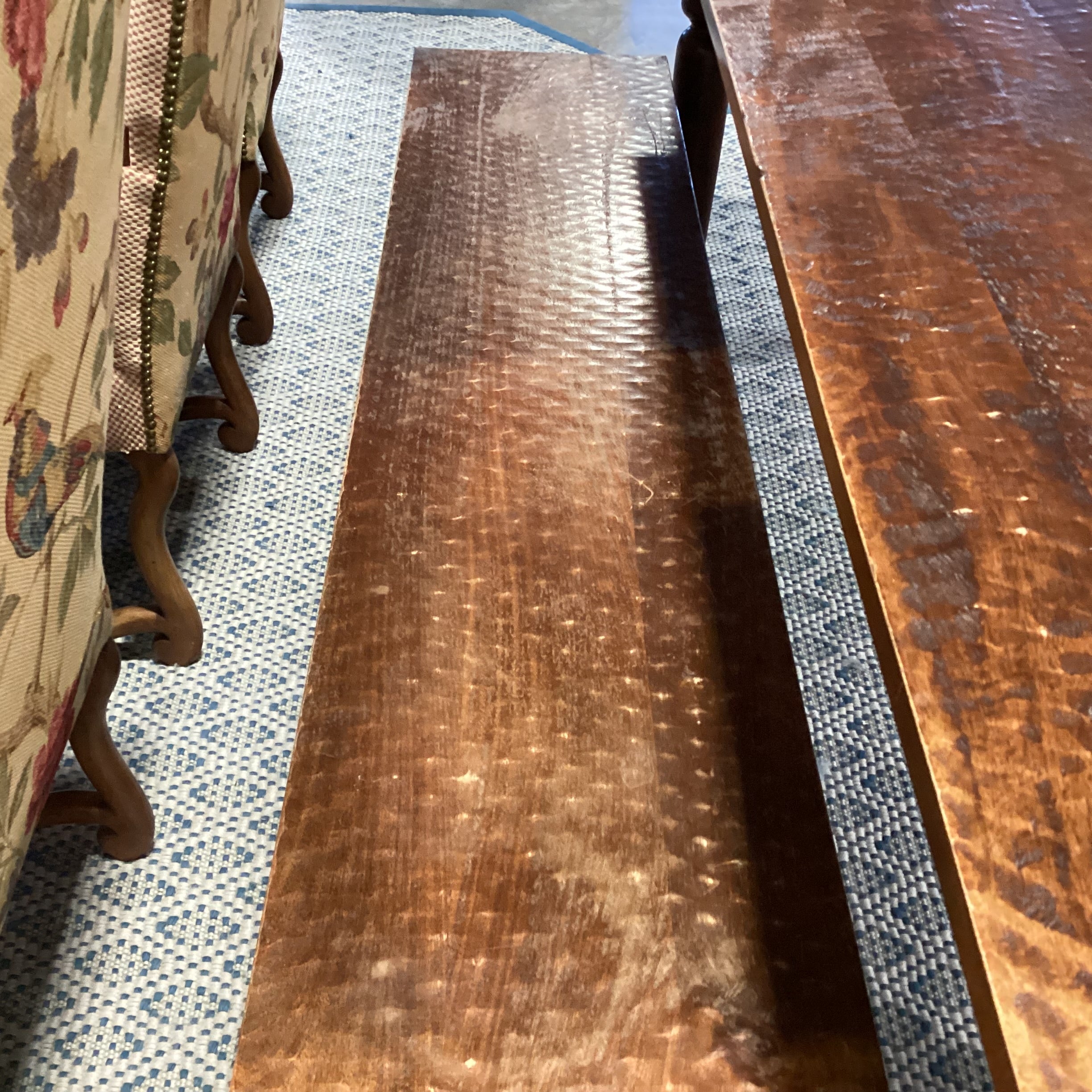 Divet Textured Distressed Solid Wood Table with 2 Benches Dining Set 82"x 38"x 30"
