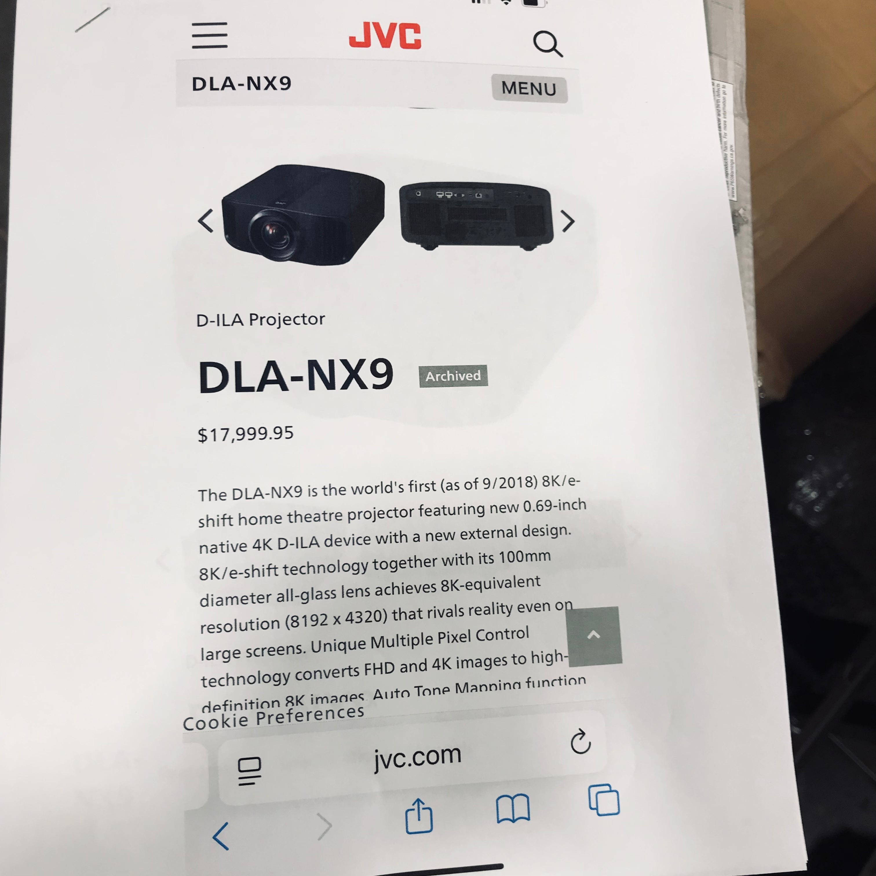 JVC DLA-NX9 D-ILA Home Theater Projector