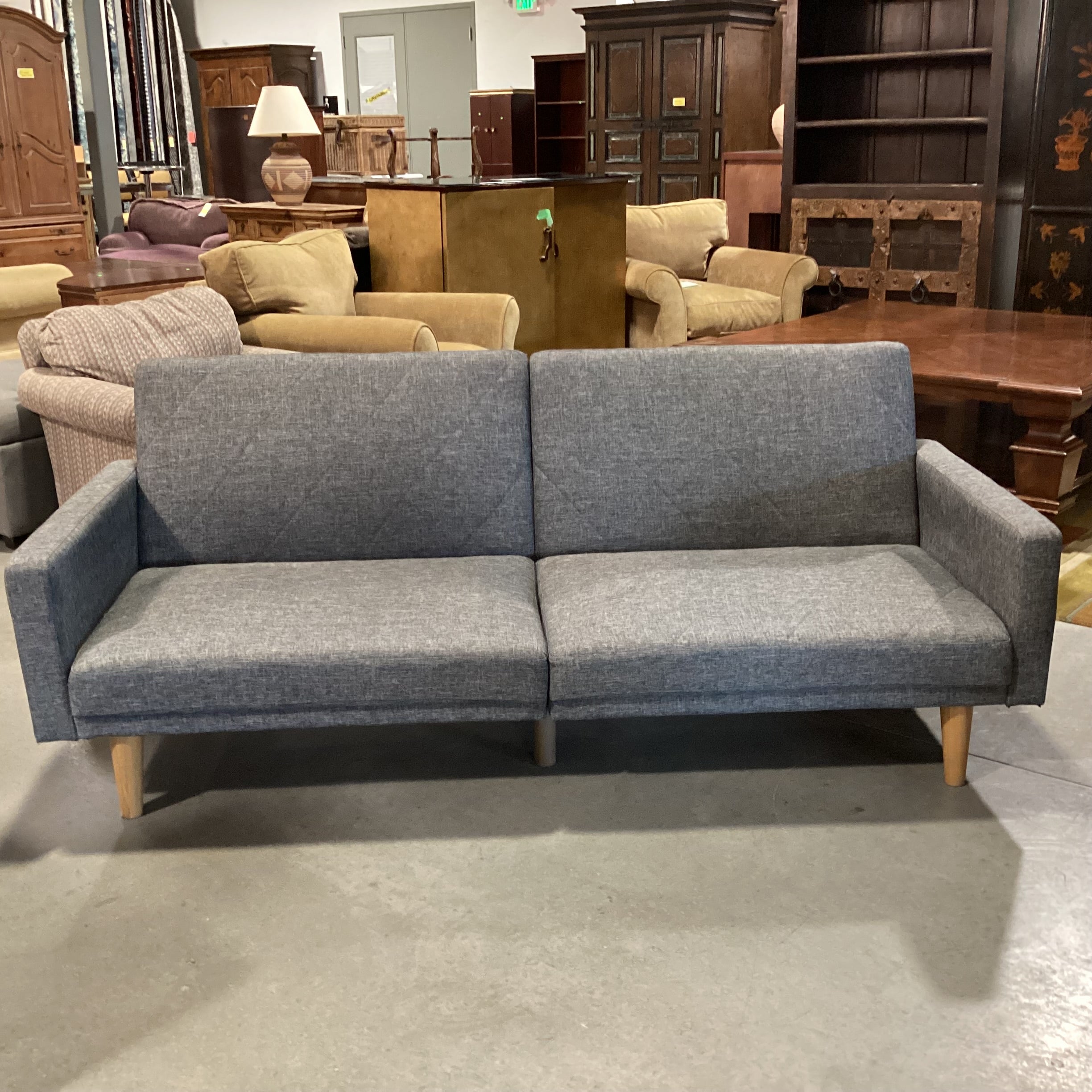 Dorel Home Mid Century Style Charcoal Woven Futon Sofa 79"x 31" to 44"