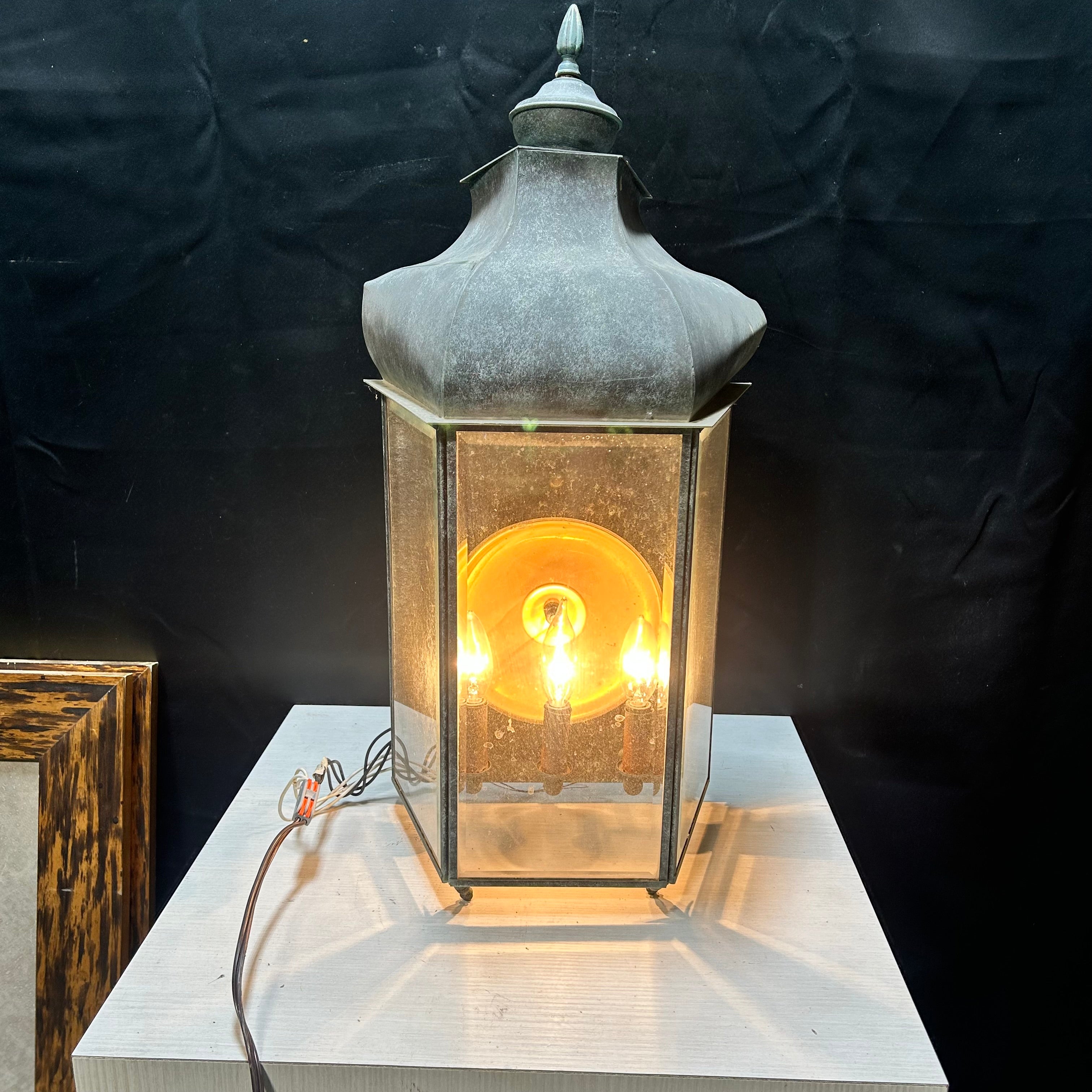 Vintage 3 Light Copper Sconce With Beveled Glass 11"x 7"x 25"