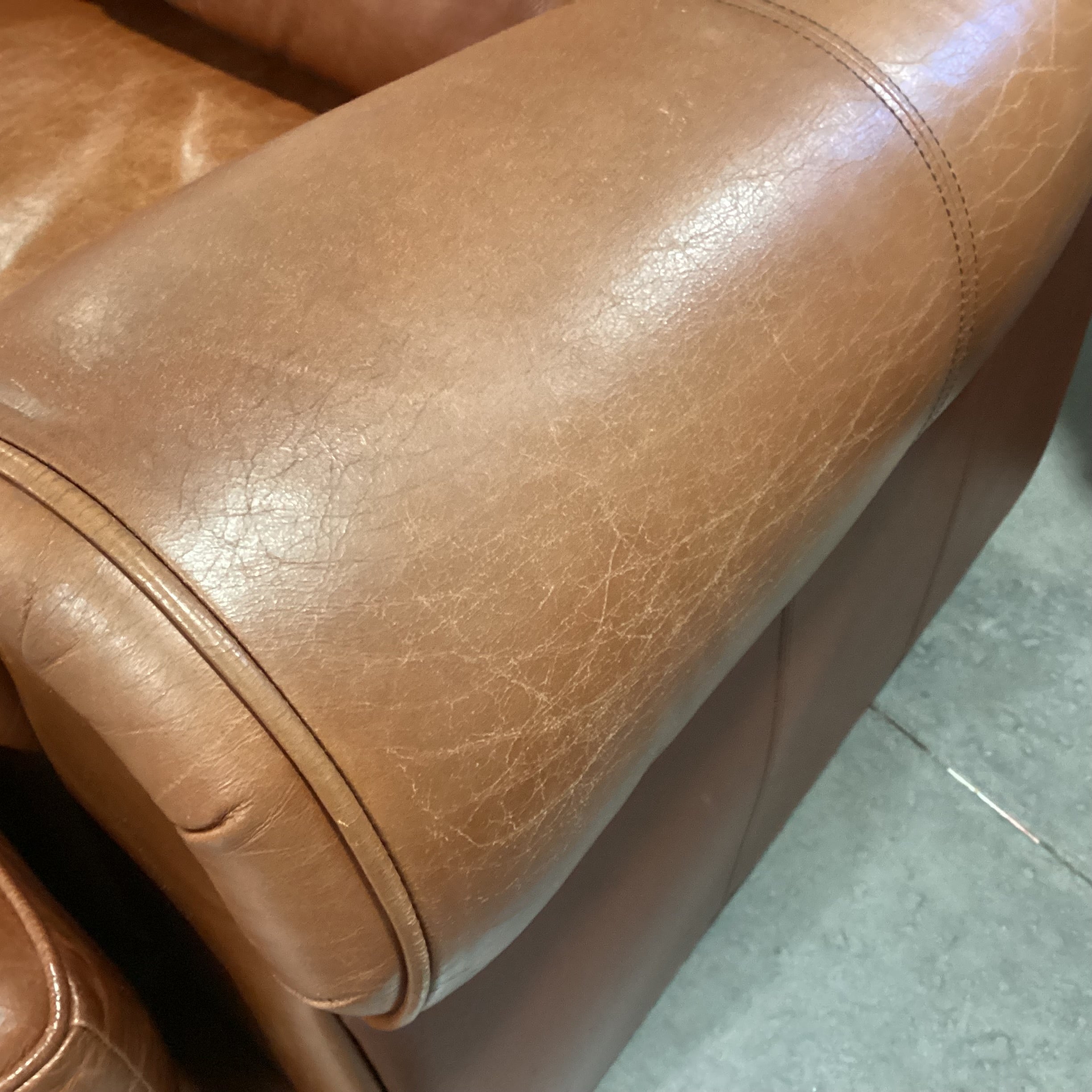 Cognac Leather Chair 42"x 36"x 38"