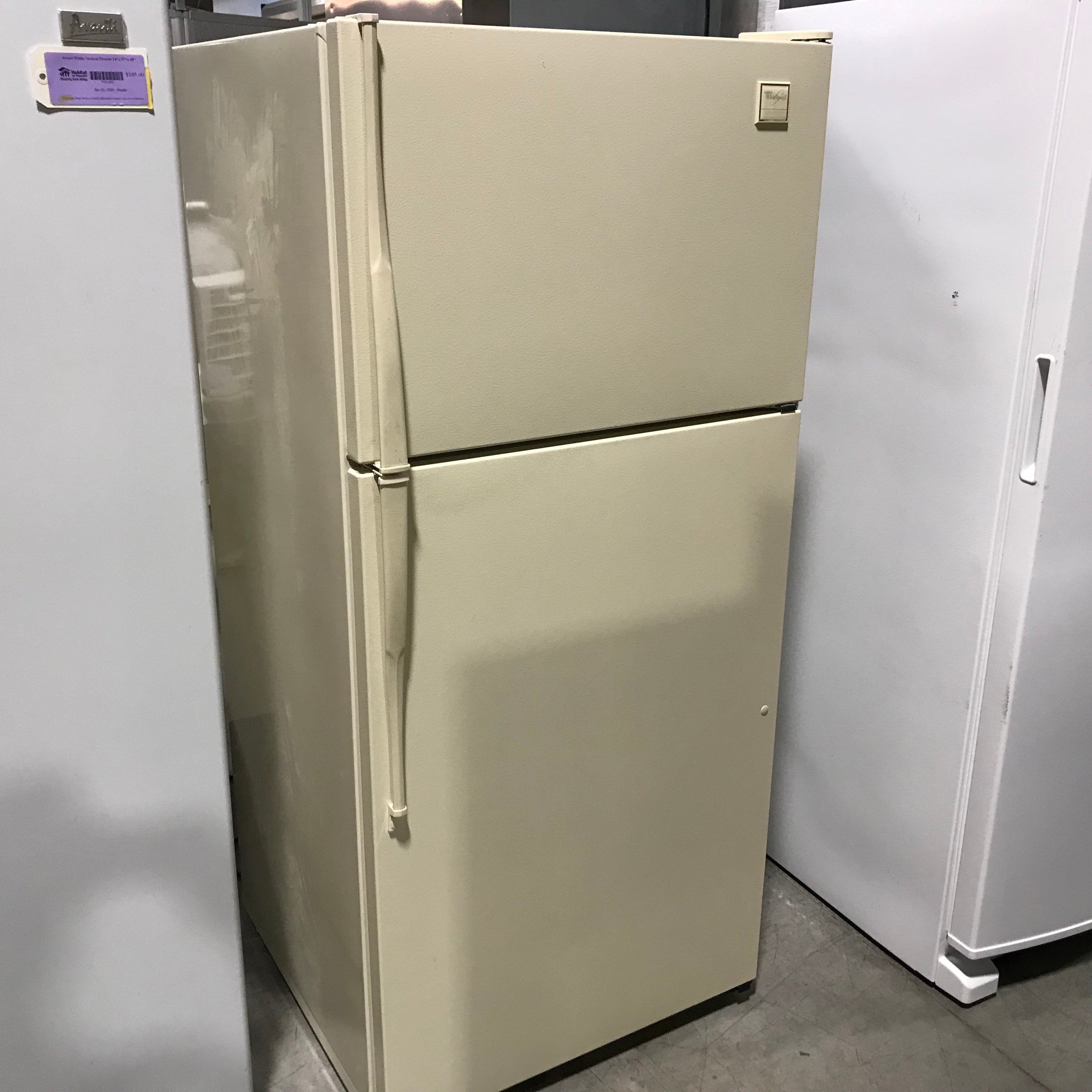 Whirlpool Cream Standard Refrigerator 28"x 28"x 63"
