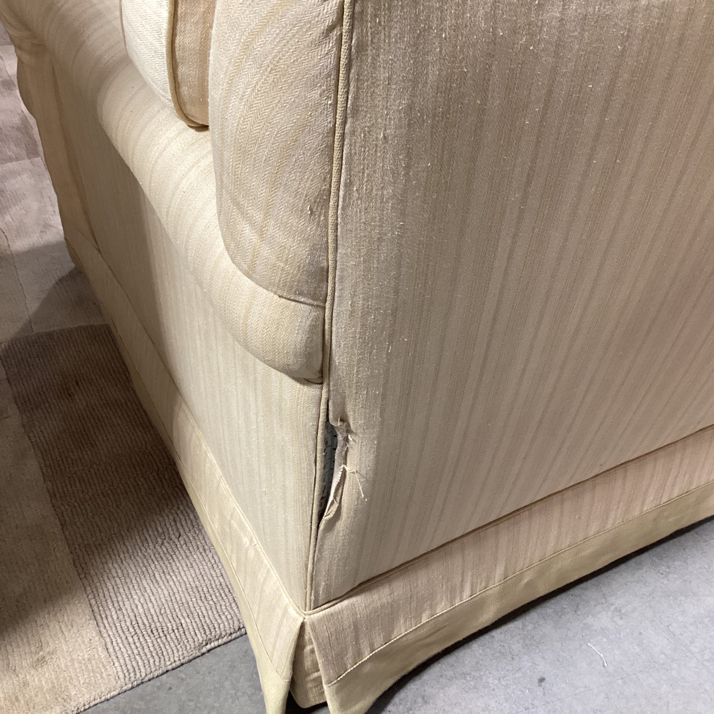 Custom Gold & Wheat Woven Stripe Down Mix Long Sofa 111"x 44"x 39"