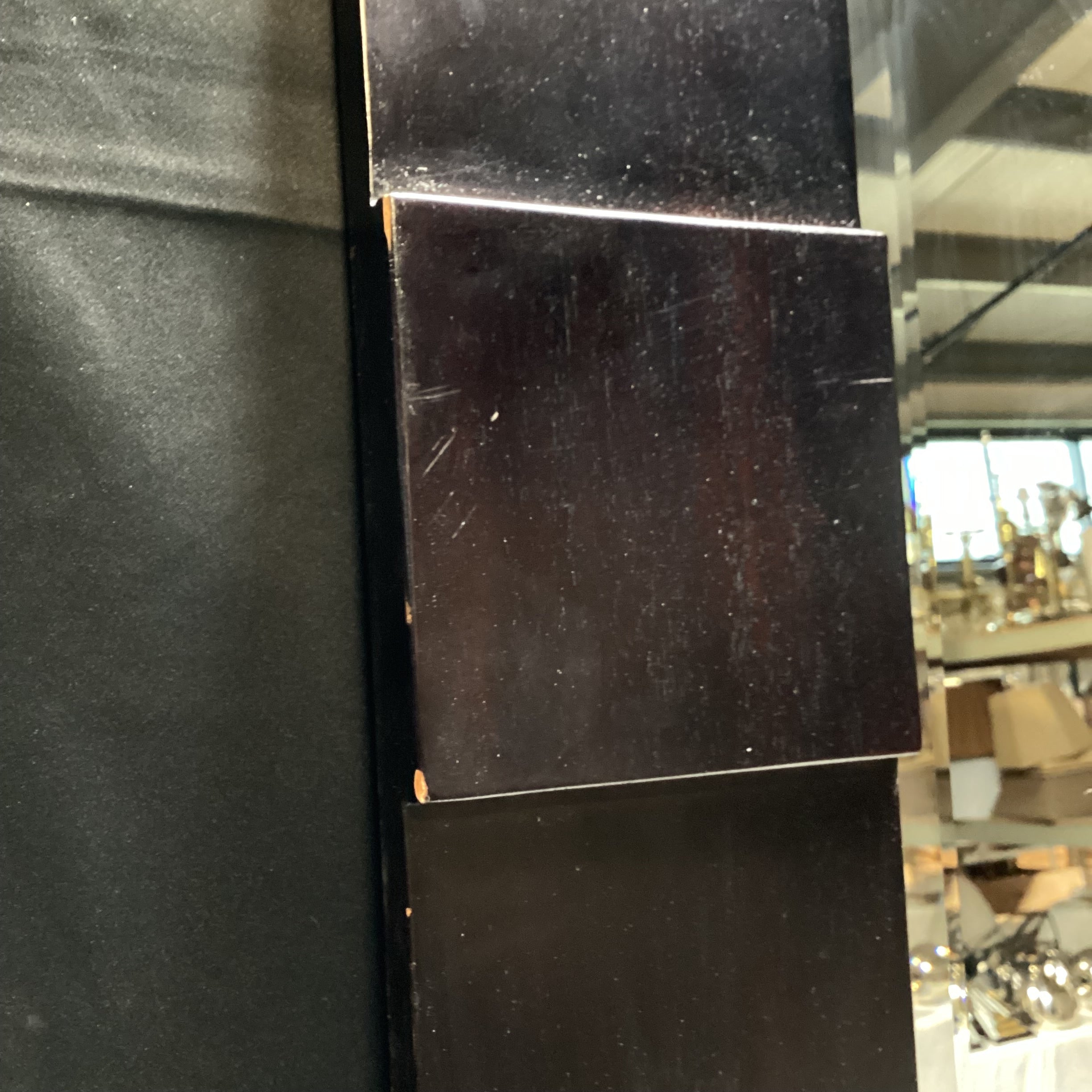Modern Beveled Edge Geometric Dark Wood Mirror 35" x 45"