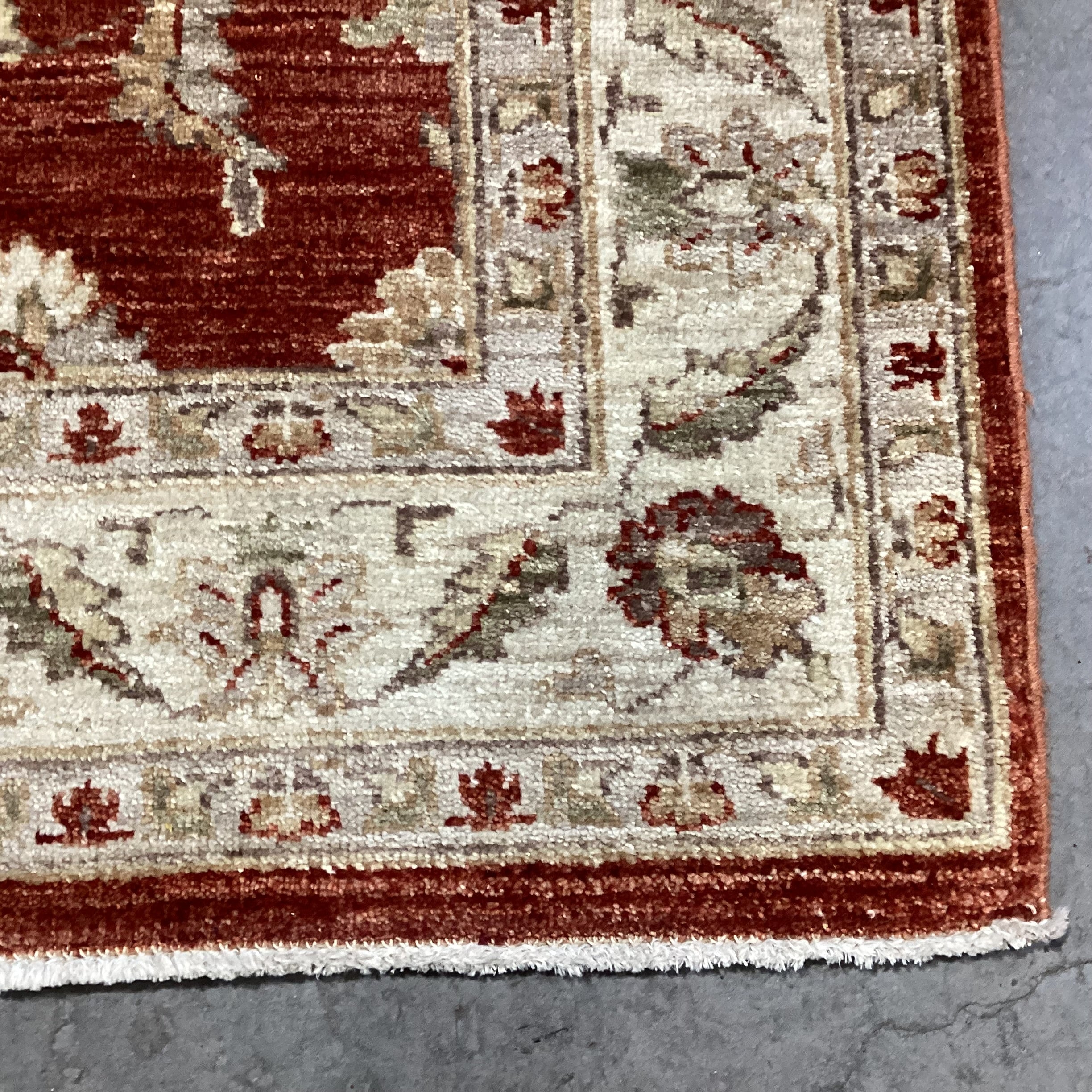 Afghan Oushak Rust & Cream Handwoven Wool Rug 4'2"x 6'4"