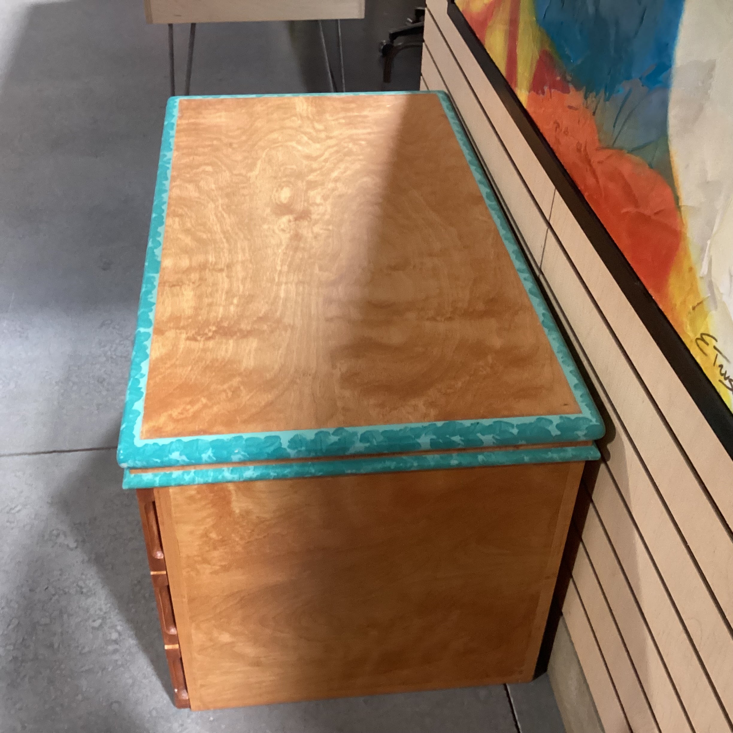Texture Finished With Teal Edge 3 Drawer Chest 40"x 22"x 21"