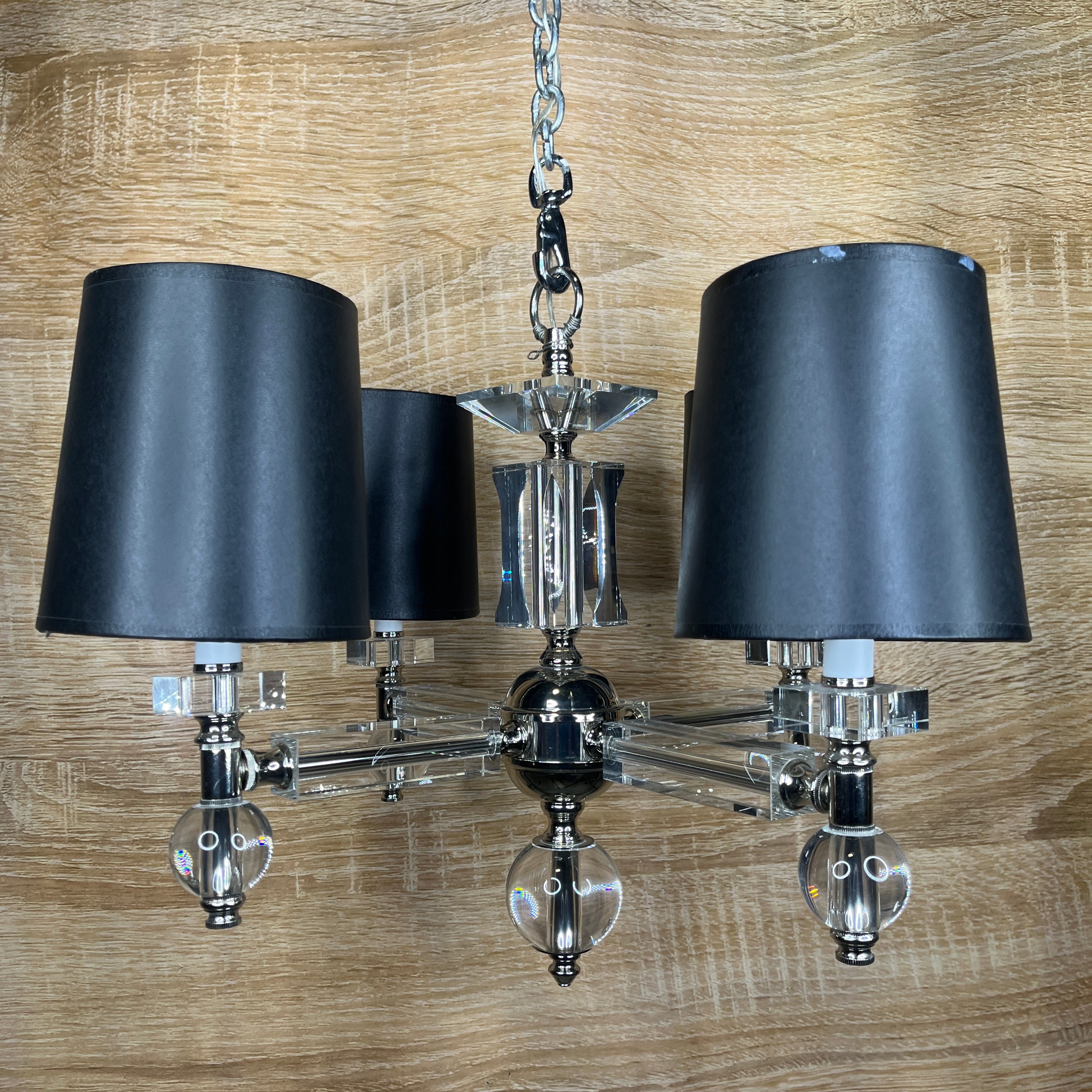 Room and Board 3D Concepts 4-Light Chrome and Glass with Shades Plug-In Chandelier 18"x 18"x 18" - 65"