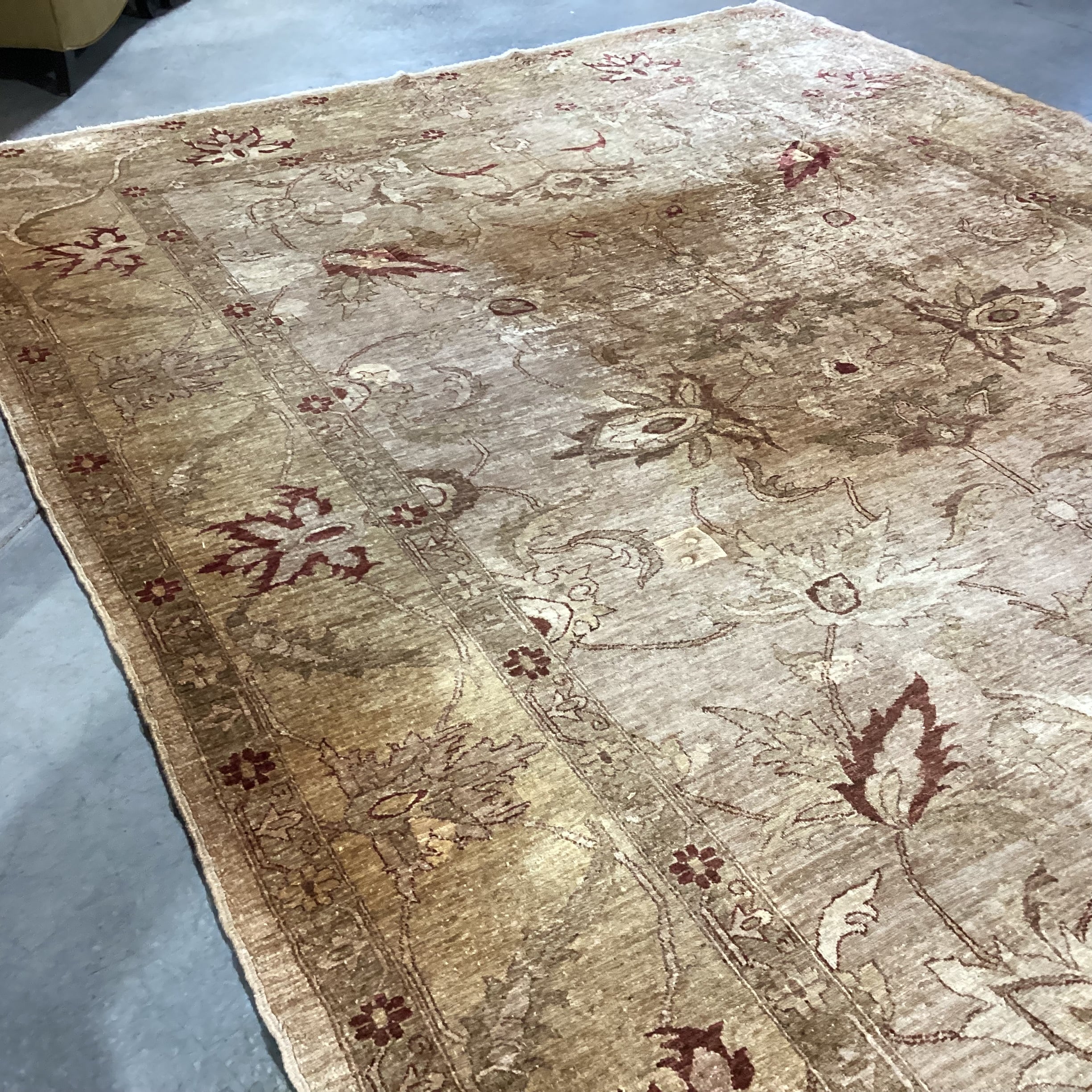 Gold Tan Rust Hand Woven Silky Tufted Wool Rug 10'1"x 13'4"