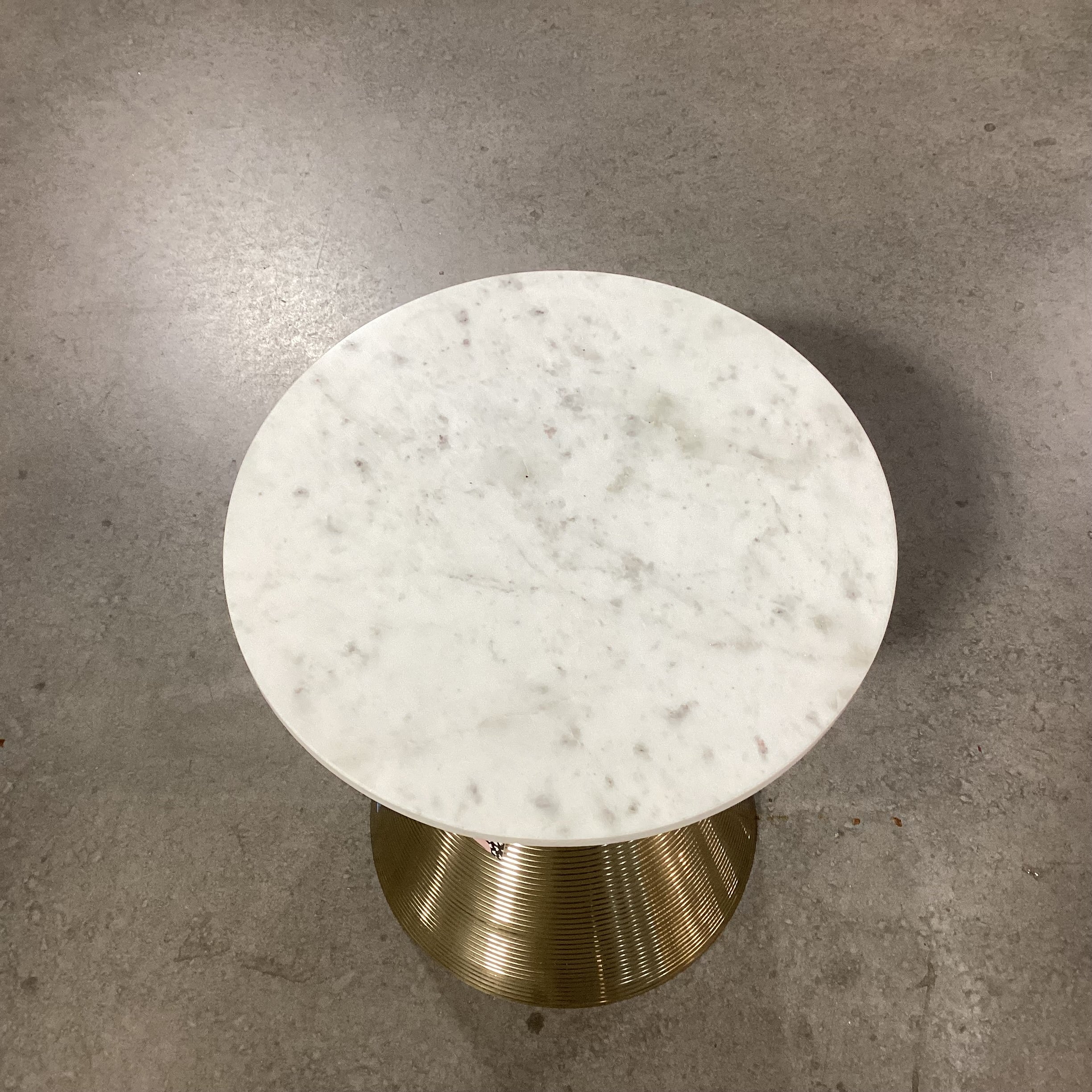 TOV Furniture Tempo Gold Metal Conical Base & Round Marble Accent Table