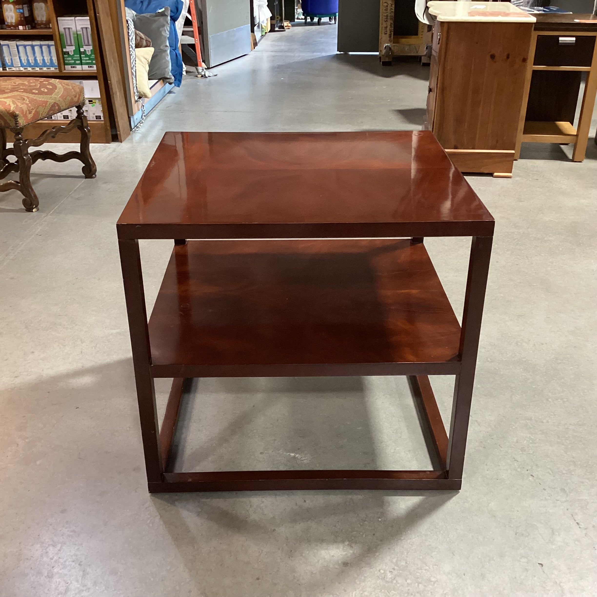 Bolier & Co Dark Finished Wood 2 Tiered End Table 28"x 26"x 26"