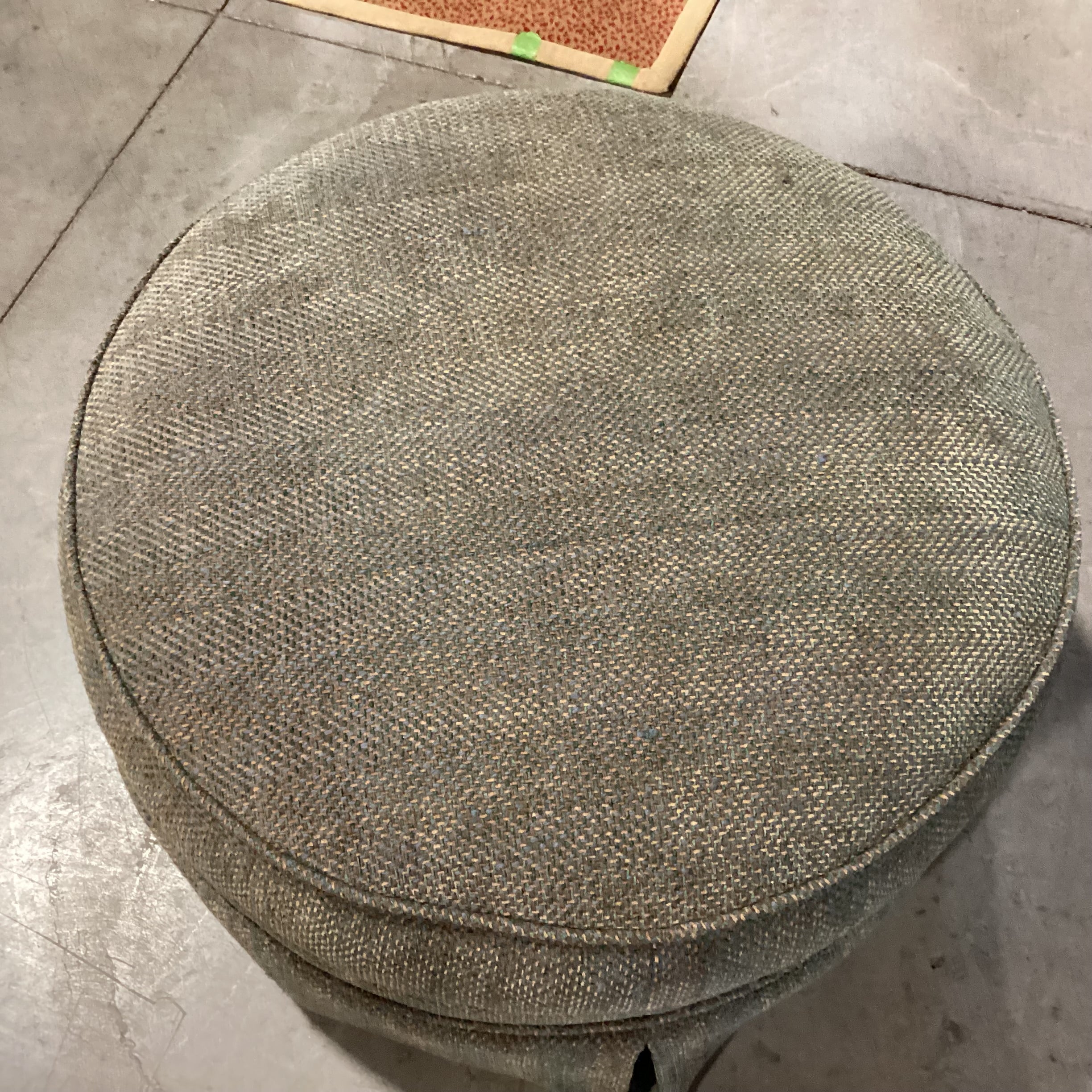 D Langston Green Multi Woven with Tailored Skirt Round Ottoman 32" Diameter x 17"